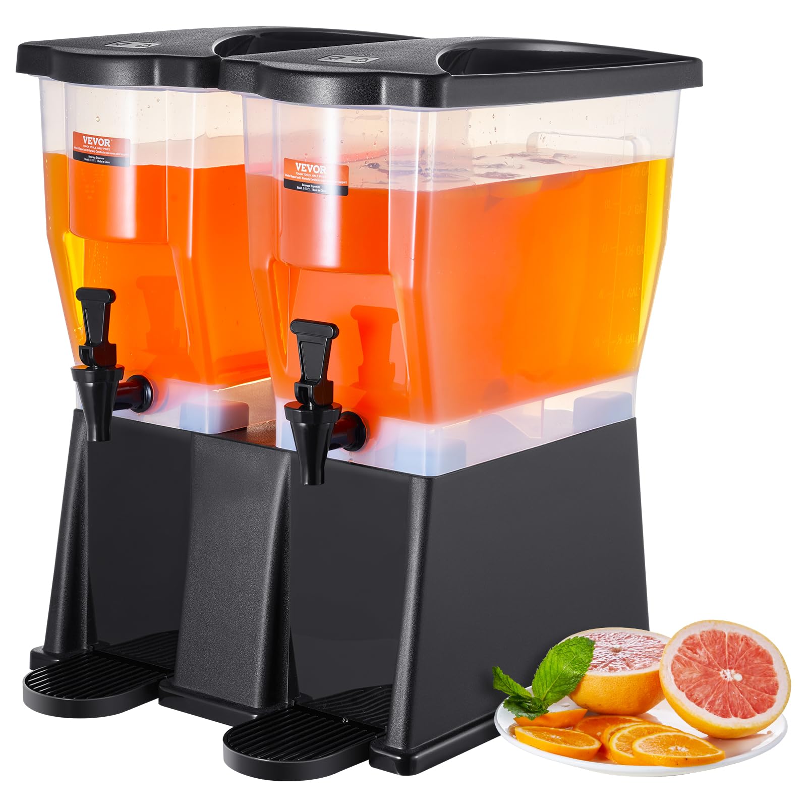 VEVOR Beverage Dispenser, 3 Gallon x 2 Drink Dispensers for Parties, Plastic Juice Dispenser with Stand Spigot Lid, Iced Tea Lem