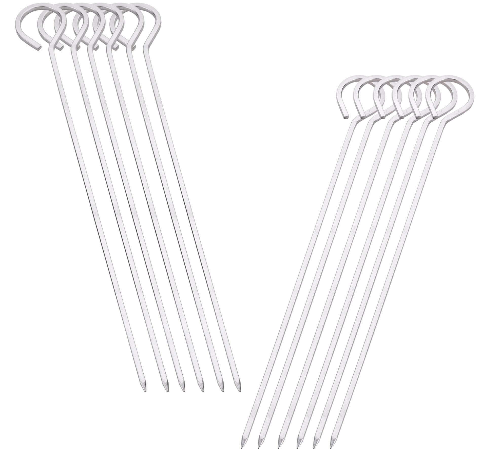 8 Inch Barbecue Skewers Square Metal Bbq Sticks,Honshen 12Pack Stainless Steel Skewer,Kebob,Kabob Sets For Grill Outings Cooking
