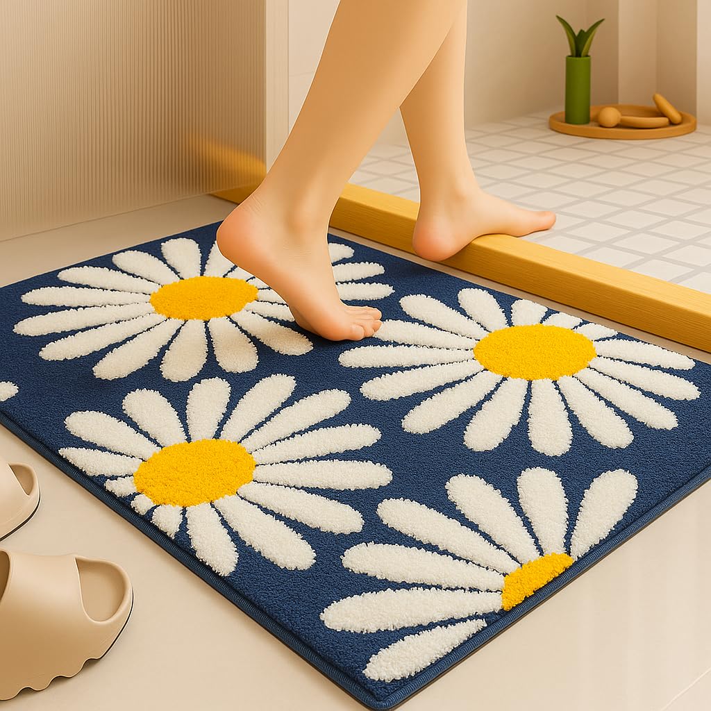 Roseate Flower Super Soft (40X60 Cm) Microfiber 2000 Gsm Bath Mat Super Absorbent Anti-Skid Door Mats For Home/Bathroom/Bedroom/