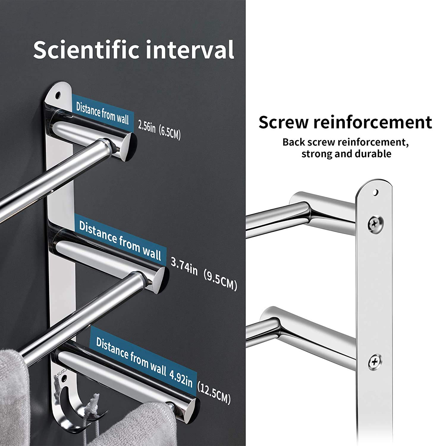 lanliebao Stainless Steel Towel Bars Hanger - Retractable 20-30 Inch, Strong 3M Adhesive, Space Saving for Bathroom and Kitchen