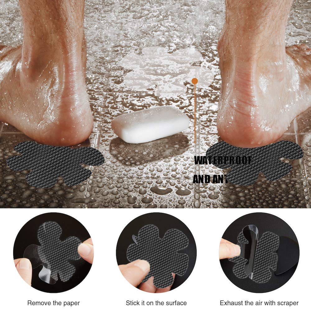 Secopad Bathtub Stickers Non-Slip, Safety Shower Treads Adhesive Appliques With Premium Scrape (Black)