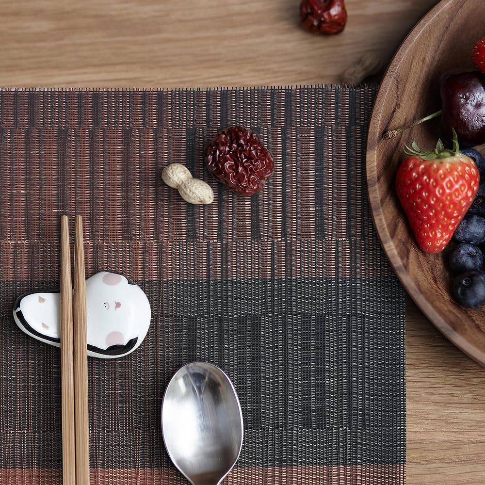 Homedge Pvc Placemat, 4 Pcs Of Non-Slip Heat Resistant Place Mats, Washable Vinyl Placemats, Set Of 4 - Ombre Brown Black