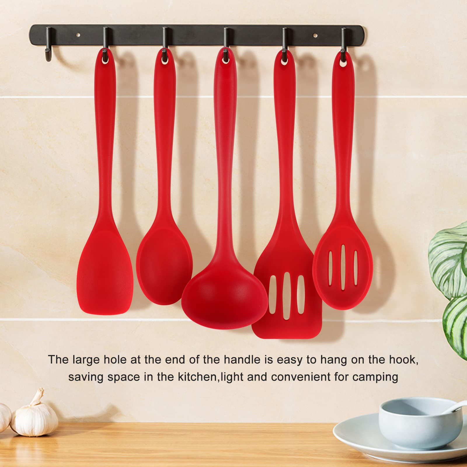 Bangshou 5Pack Cookware Set, Silicone Kitchenware Set, Food Grade Silicone Kitchen Gadgets, 446F (230C), With Silicone Spoon, Sp