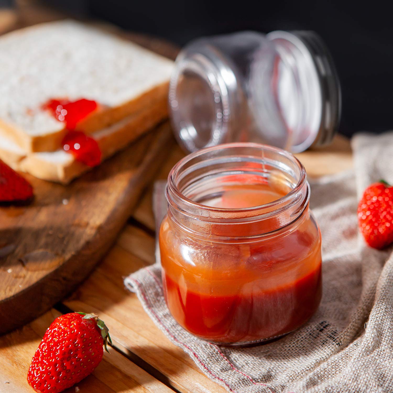 Qappda Mason Jars, Glass Jars With Lids 8 Oz,Canning Jars For Pickles And Kitchen Storage,Wide Mouth Spice Jars With Black Lids