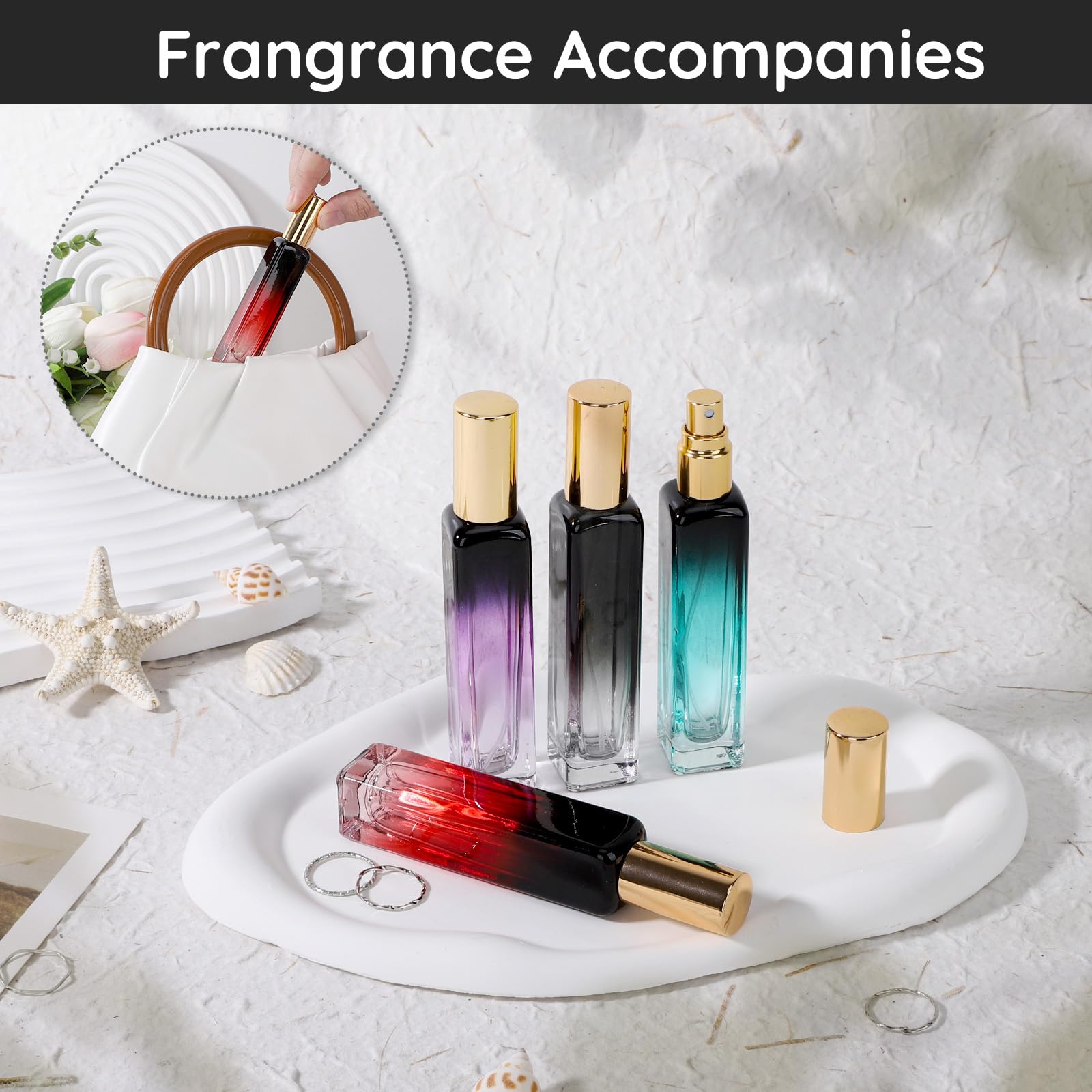 Segbeauty 0.5Oz Travel Perfume Bottle Refillable, 8Pcs Perfume Glass Spray Bottles, 15Ml Mini Travel Atomizer Sprayer, Empty Pre