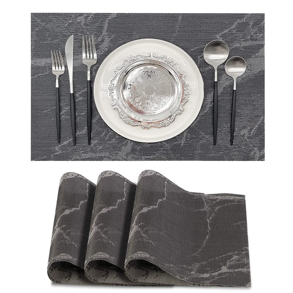 XEREBIAN Modern Western Marble Pattern Place mats HeatResistant Placemats Stain Resistant Easy Clean Kitchen Table Mats (4pcs)