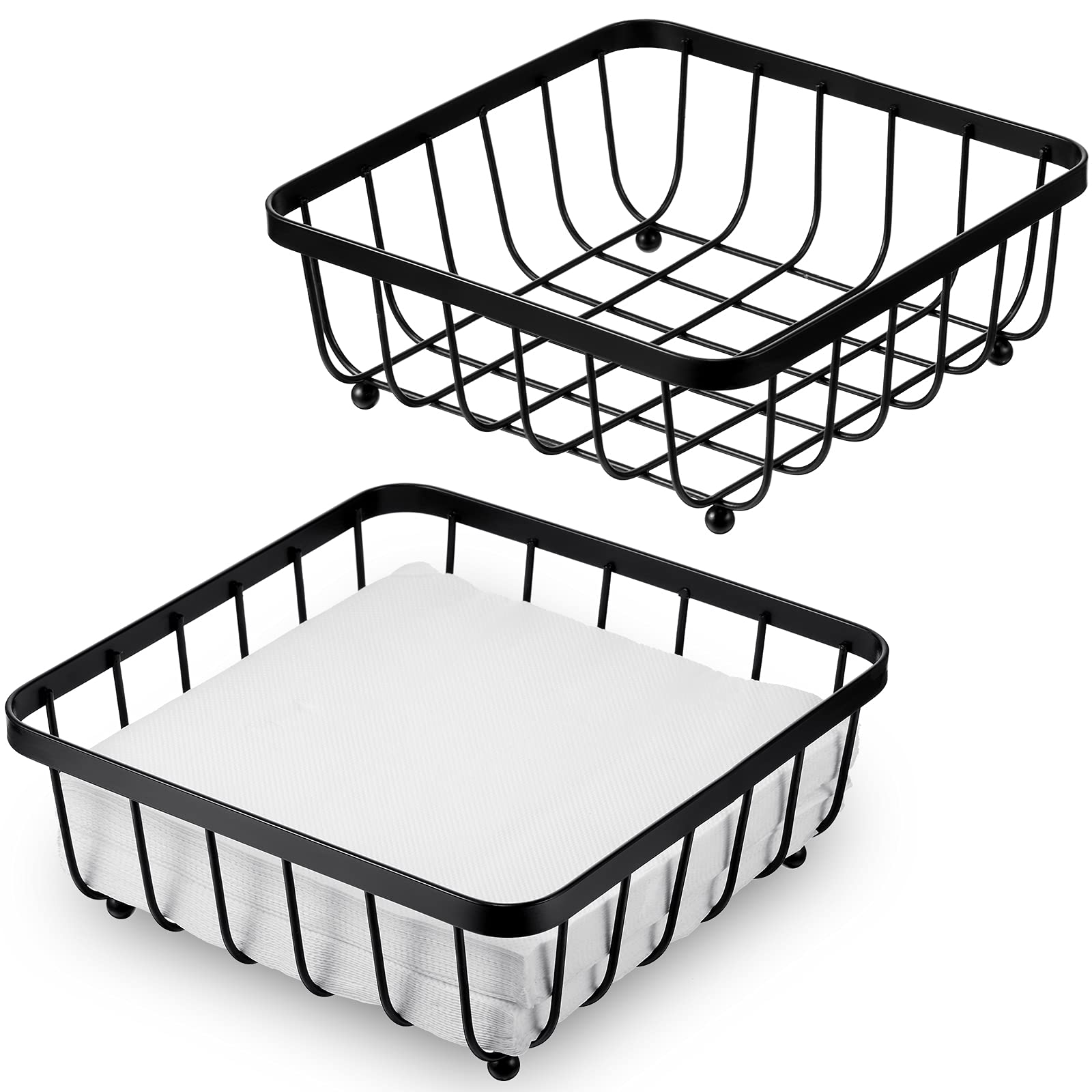 2 Pieces Napkin Holder For Table, Metal Napkin Holder For Paper Napkins, Modern Flat Napkin Holder For Kitchen Or Dining Room, S