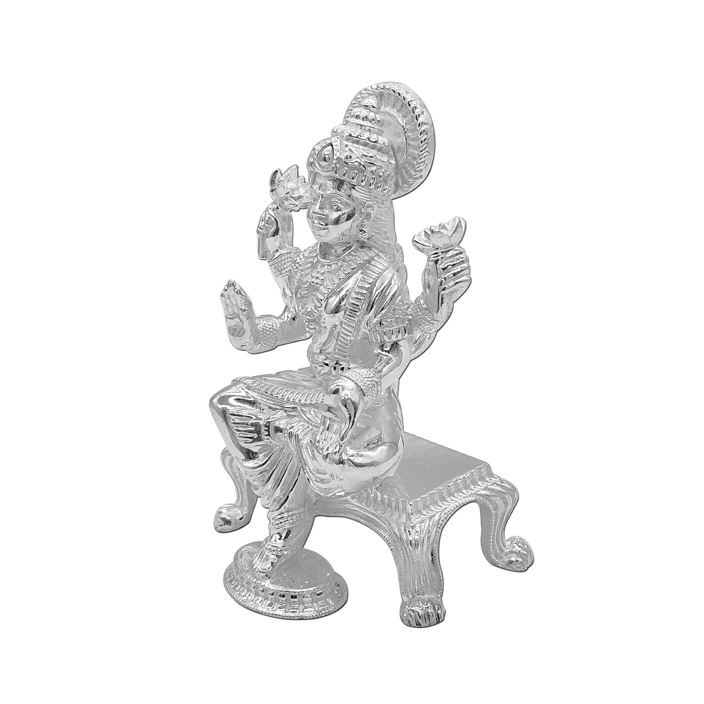 Maa Silver Pure Silver Laxmi Lakshmi Ji Bis Hallmarked Solid Idol/Murti With Paat Perfect For Gifting & Pooja Use (925 Purity)(2
