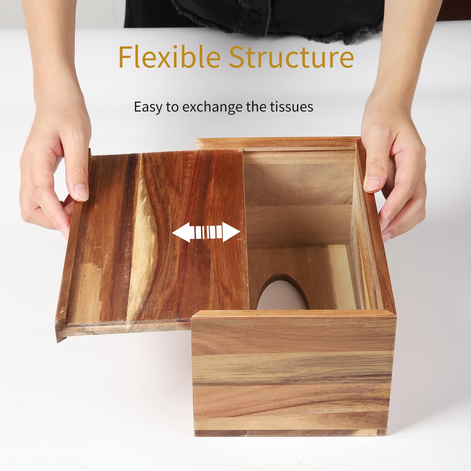 Catory Tissue Box Cover, Acacia Wood Tissue Box Cover Rectangle, Tissue Box Holder Rectangular Covers Your Tissues, Decorative T