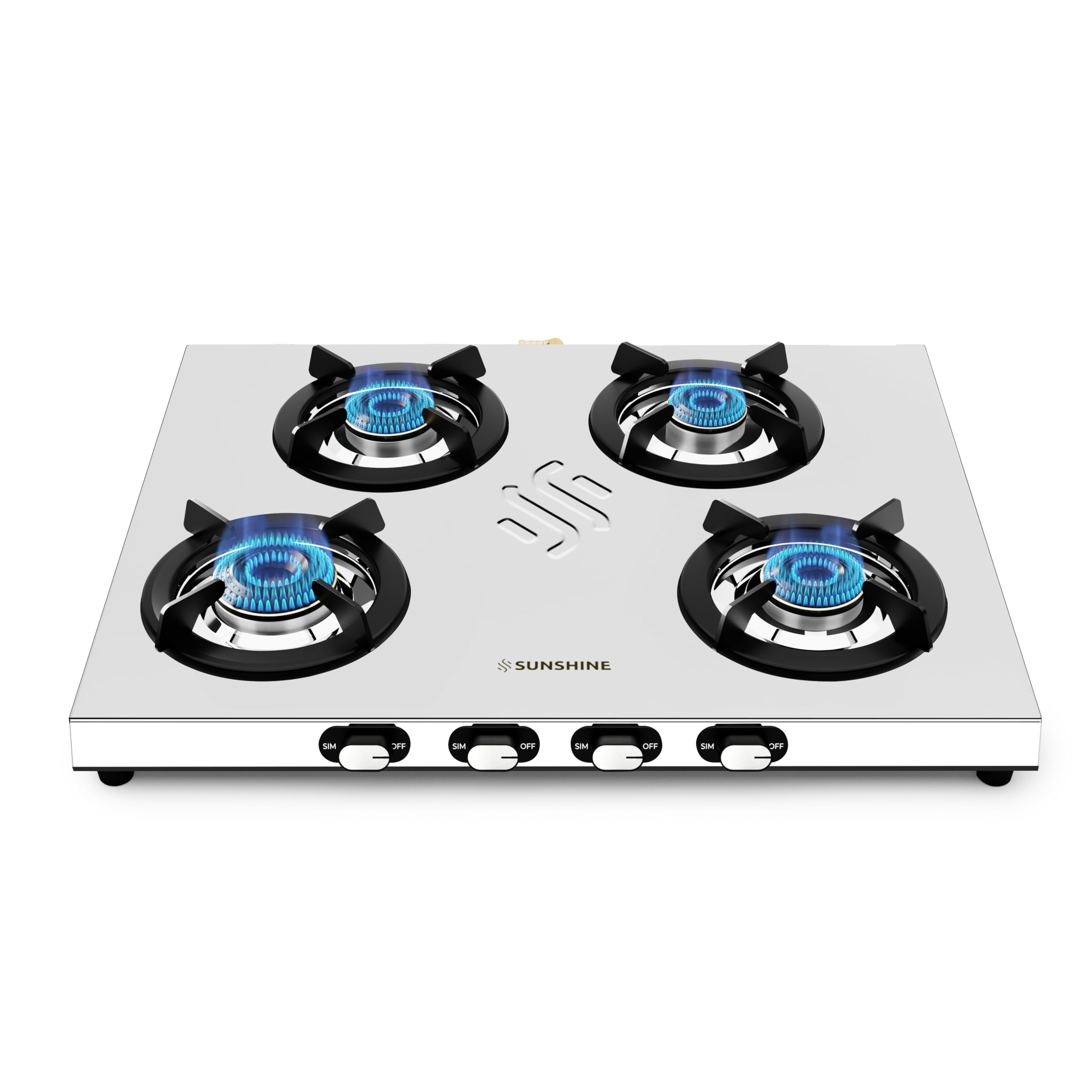 Sunshine Falcon Ultra 4 Burner Gas Stove | 5 Year Warranty On Burner And Body | 2 Year Warranty With Doorstep Service | Isi Cert