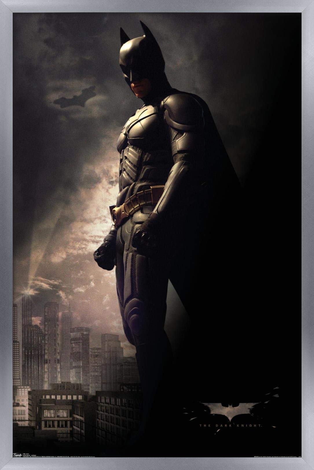 Trends International Dc Comics Movie - The Dark Knight - Batman In The Shadows Wall Poster, 14.725'' X 22.375'', Silver Framed V