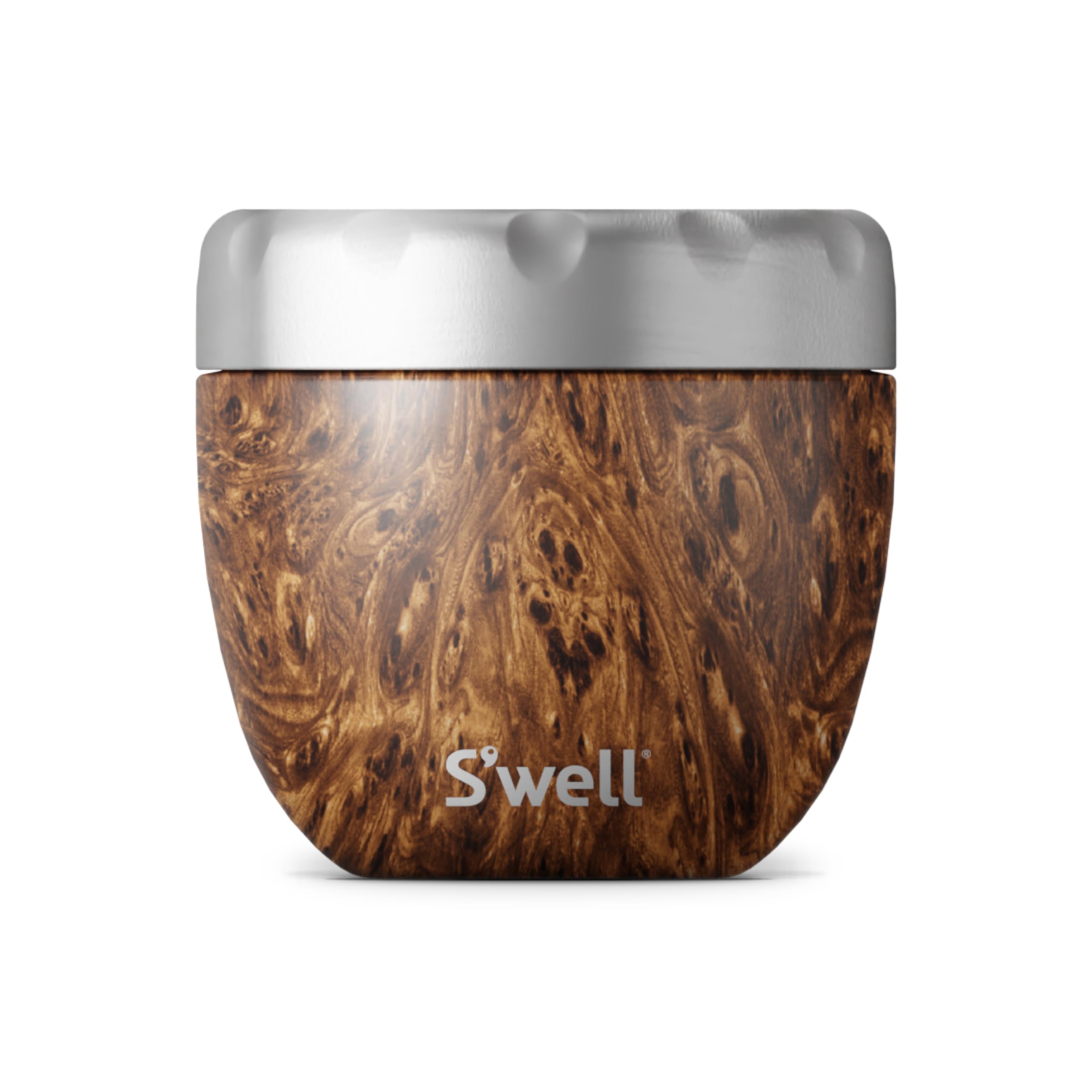 S'Well Eats Stainless Steel Food Bowls, 21.5Oz, Teakwood, Triple-Layered Vacuum-Insulated Containers Keeps Food Cold For 11 Hour