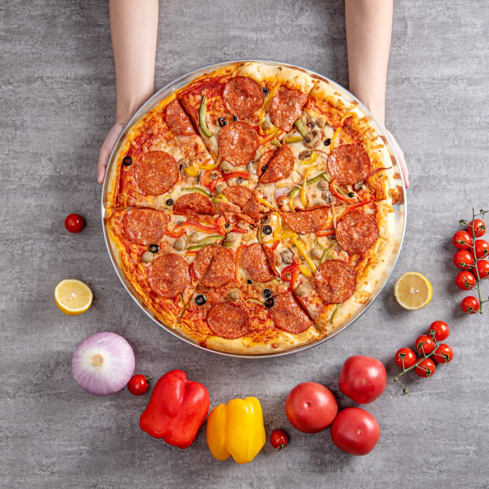 Restaurantware Met Lux 18 Inch Commercial Pizza Pan 1 Coupe Style Pizza Cooking Tray - Heavy-Duty 18-Gauge Aluminum Round Baking