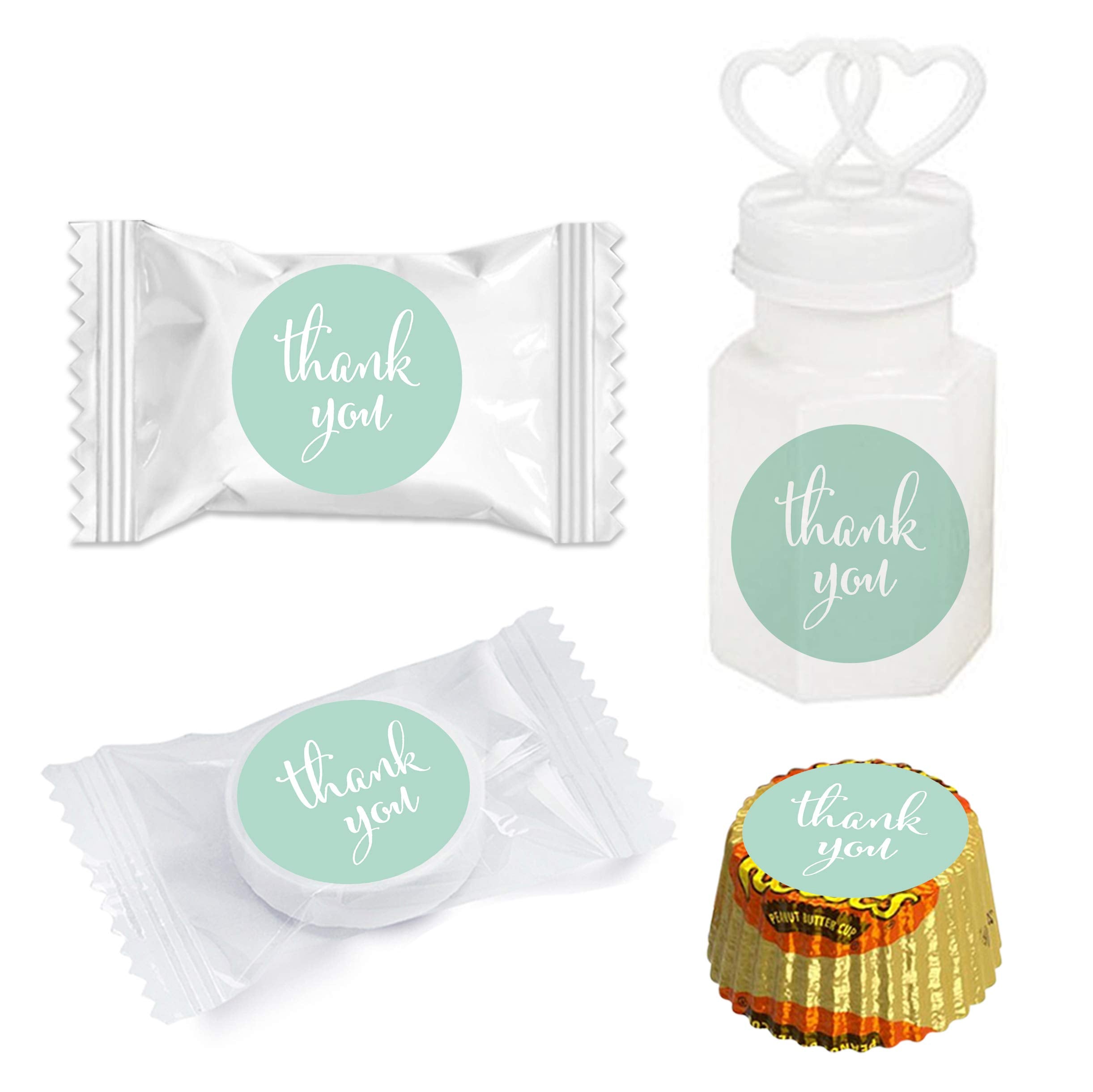 Andaz Press Chocolate Drop Labels Stickers, Thank You, Mint Green, 216-Pack, For Wedding Birthday Party Baby Bridal Shower Kisse