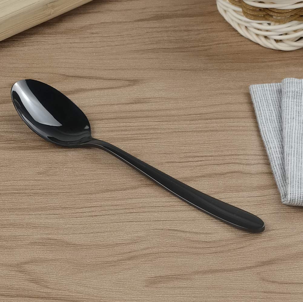 Vababa 16-Piece Stainless Steel Dessert Spoons, 6.6 Inches, Black