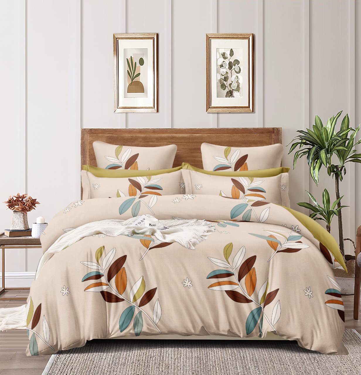 Homewards Brown Leaves Double Bed Comforter Size 216X230Cm