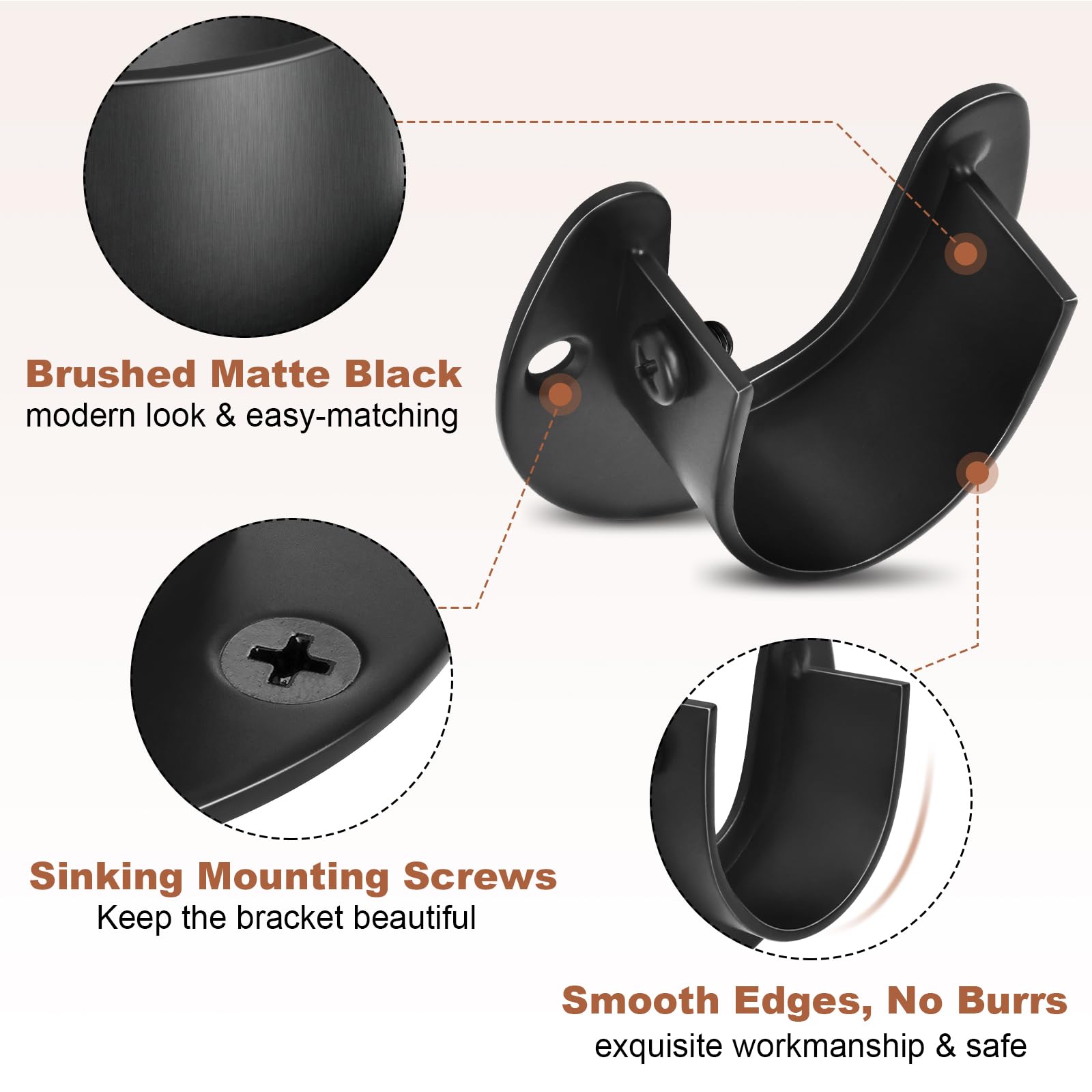 Closet Rod Bracket, Heavy Duty Closet Rod Holders, Closet Rod Support Stainless Steel Closet Pole Socket For 1-1/4 Inch Rods Met