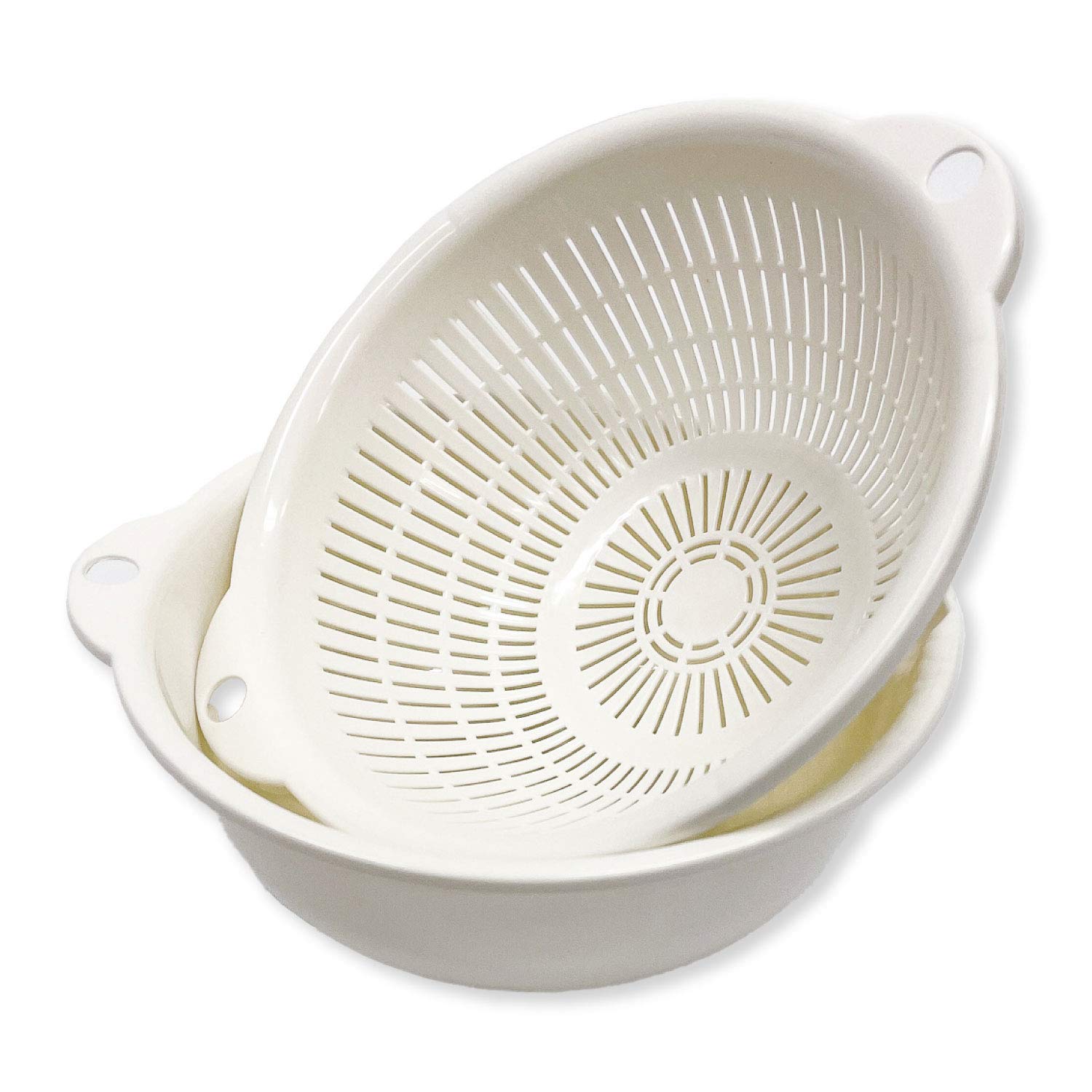 Small Kitchen Colanders And Bowl Pair Set. Easy To Use, 1.2-Quart, 7'' Handy Size, For Pasta, Spaghetti, Berry, Veggies, Fruits,