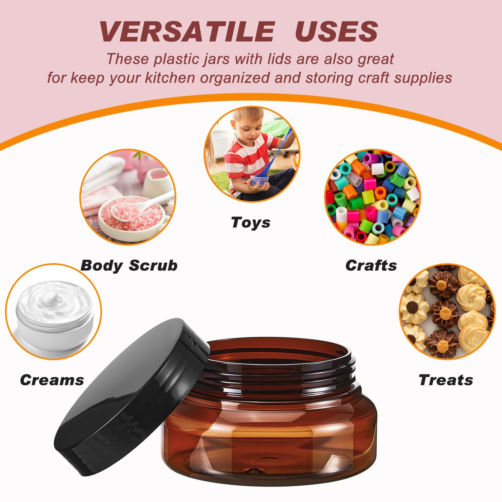 36 Pack 5 oz Plastic Containers with Lids  Labels  Round Plastic Jars with Lids Empty Refillable Cosmetic Containers for Lotion  Cream  Ointments  Rhinestone  Travel Storage (Amber)