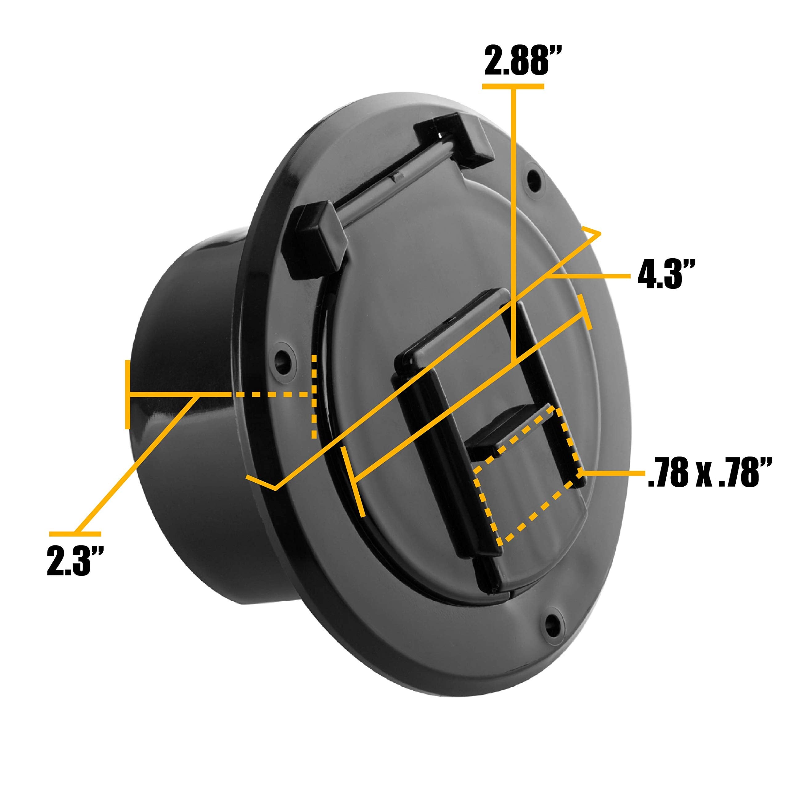 Halotronics RV 4 14-inch Round Electrical cable Hatch for 30 Amp cords (Black)