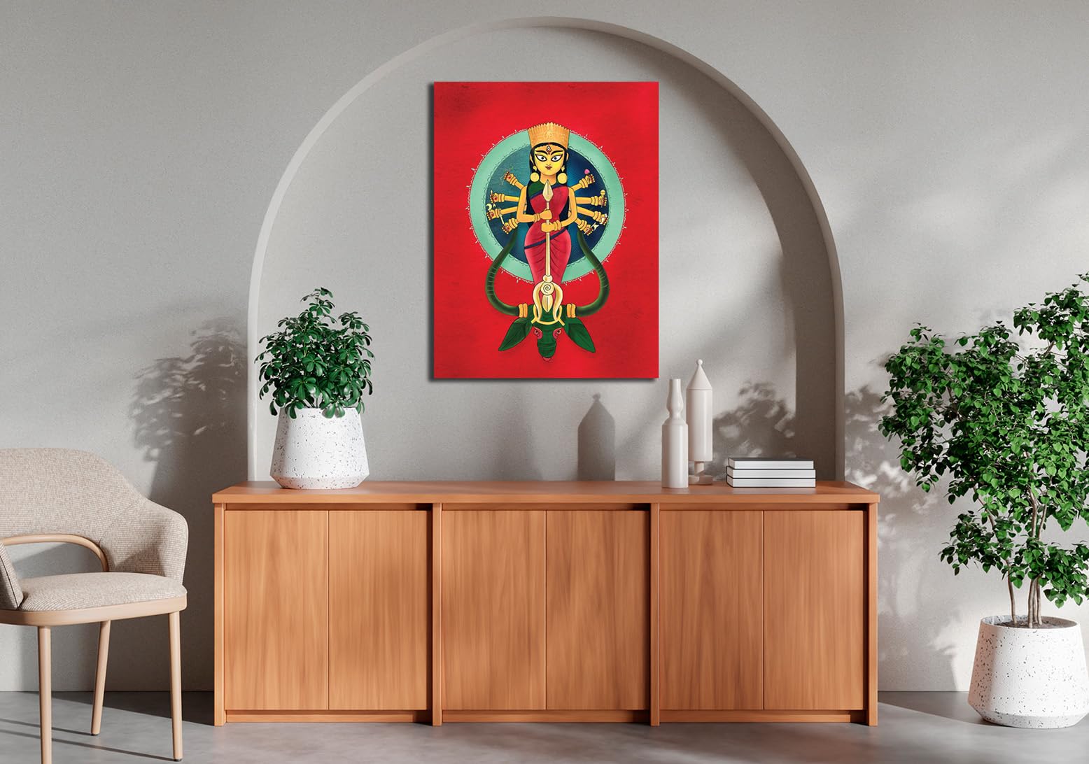 Namaste Home - Canvas Painting - Maa Durga - Traditional Art - Abstract Art - Canvas Painting for Home and Office (Cotton Canvas