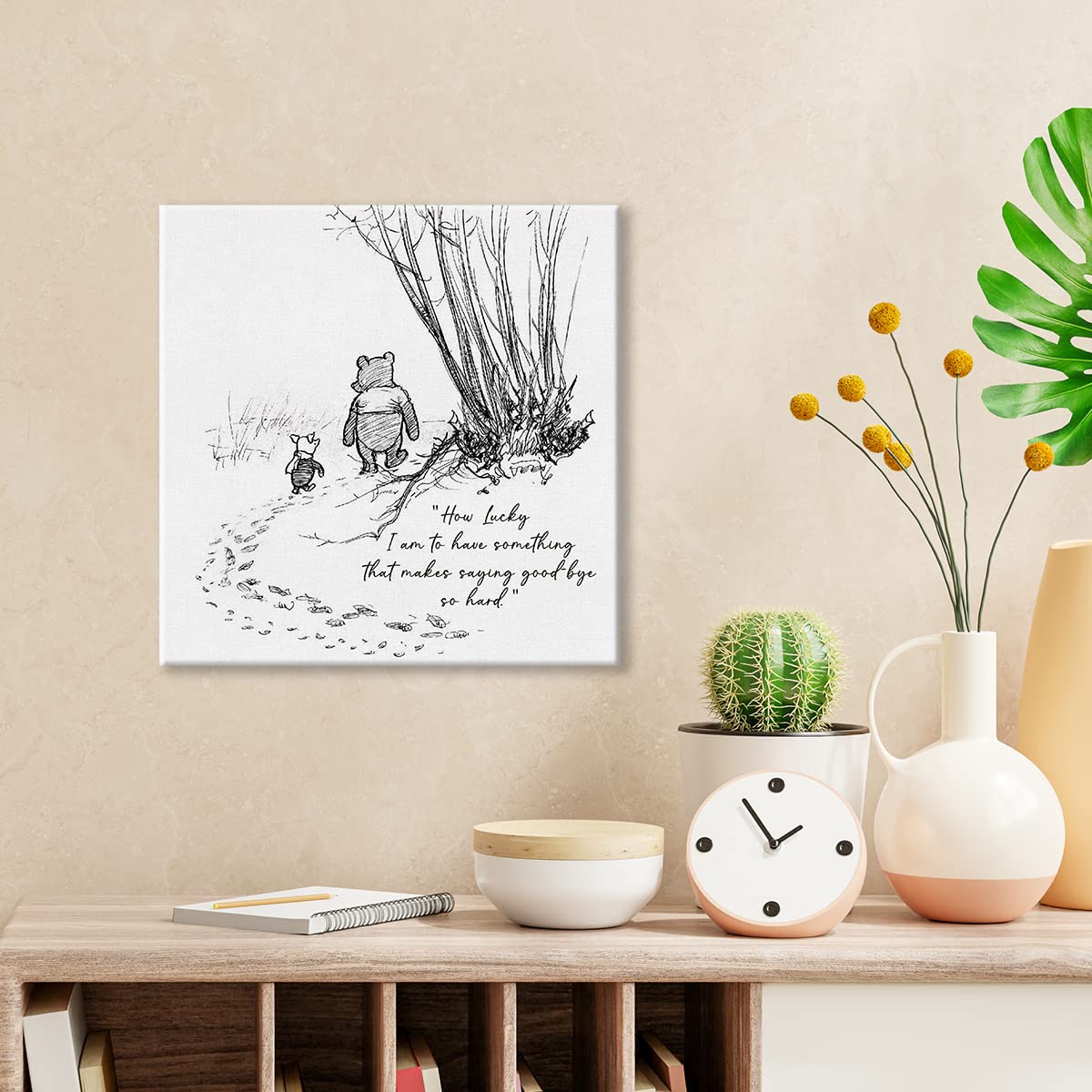 Classic Winnie The Pooh Quote Wall Art Decor How Lucky I Am To Have Something That Makes Saying Goodbye So Hard Canvas Painting