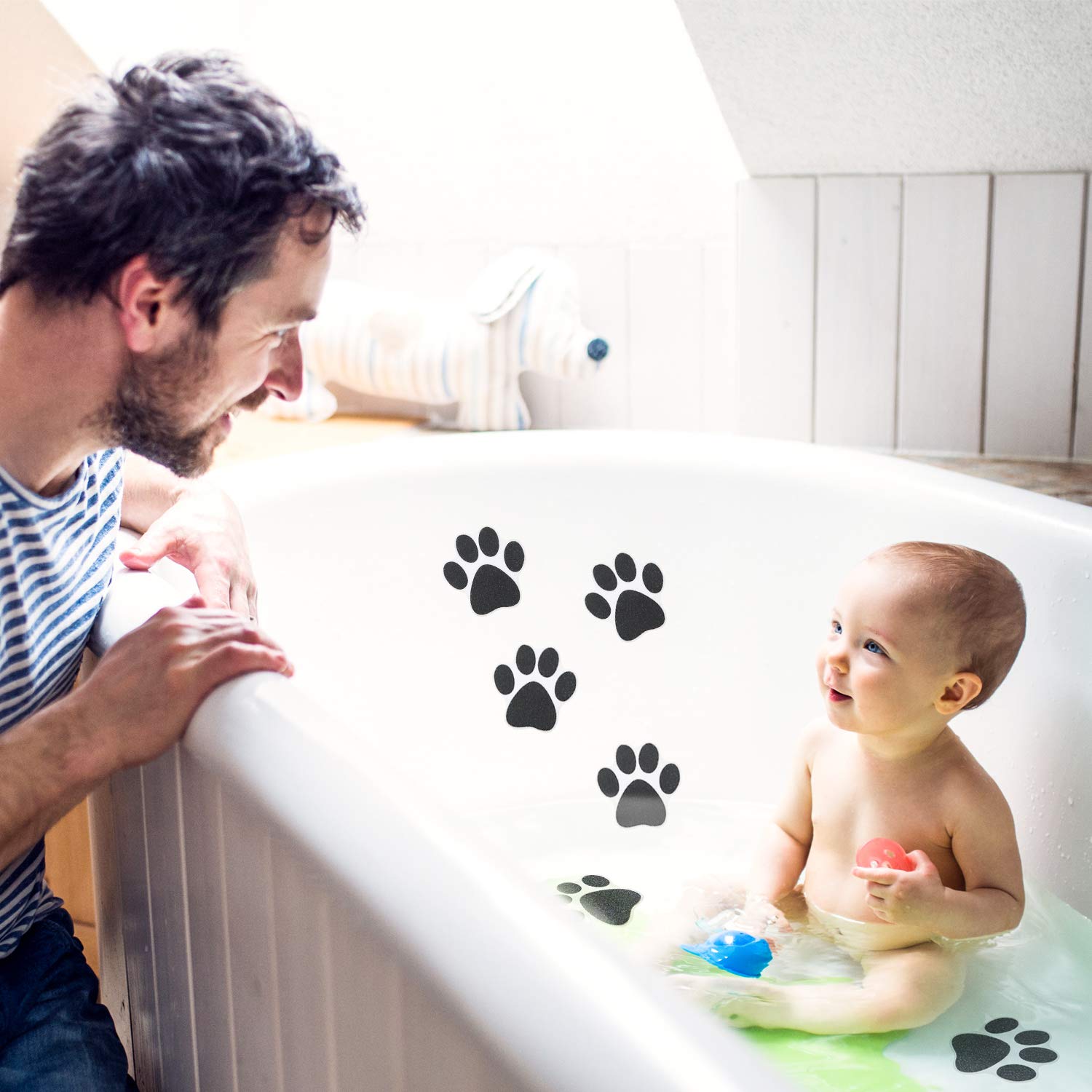 Mudder 20 Pcs Non Slip Bathtub Stickers Shower Floor Non Slip Sticker Adhesive Paw Decals Treads Non Slip Stickers For Tubs Anti