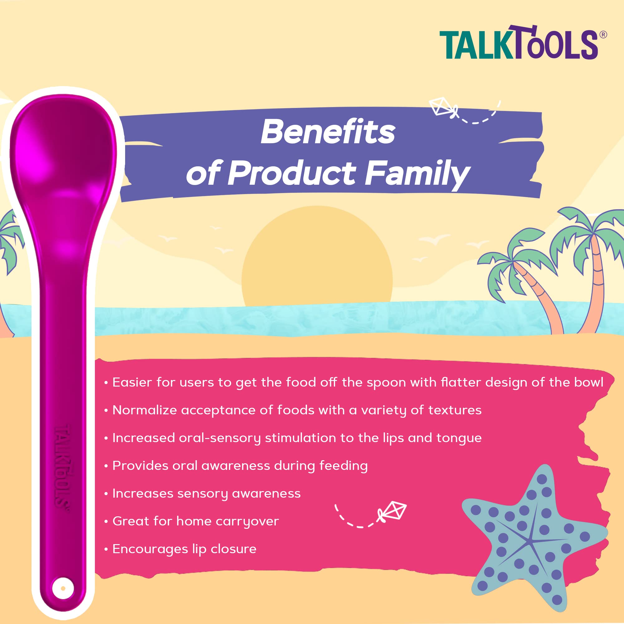 Talktools Bumpy Magenta Spoons | Provides Oral Awareness During Feeding | Encourages Lip Closure | Normalize Acceptance Of Foods