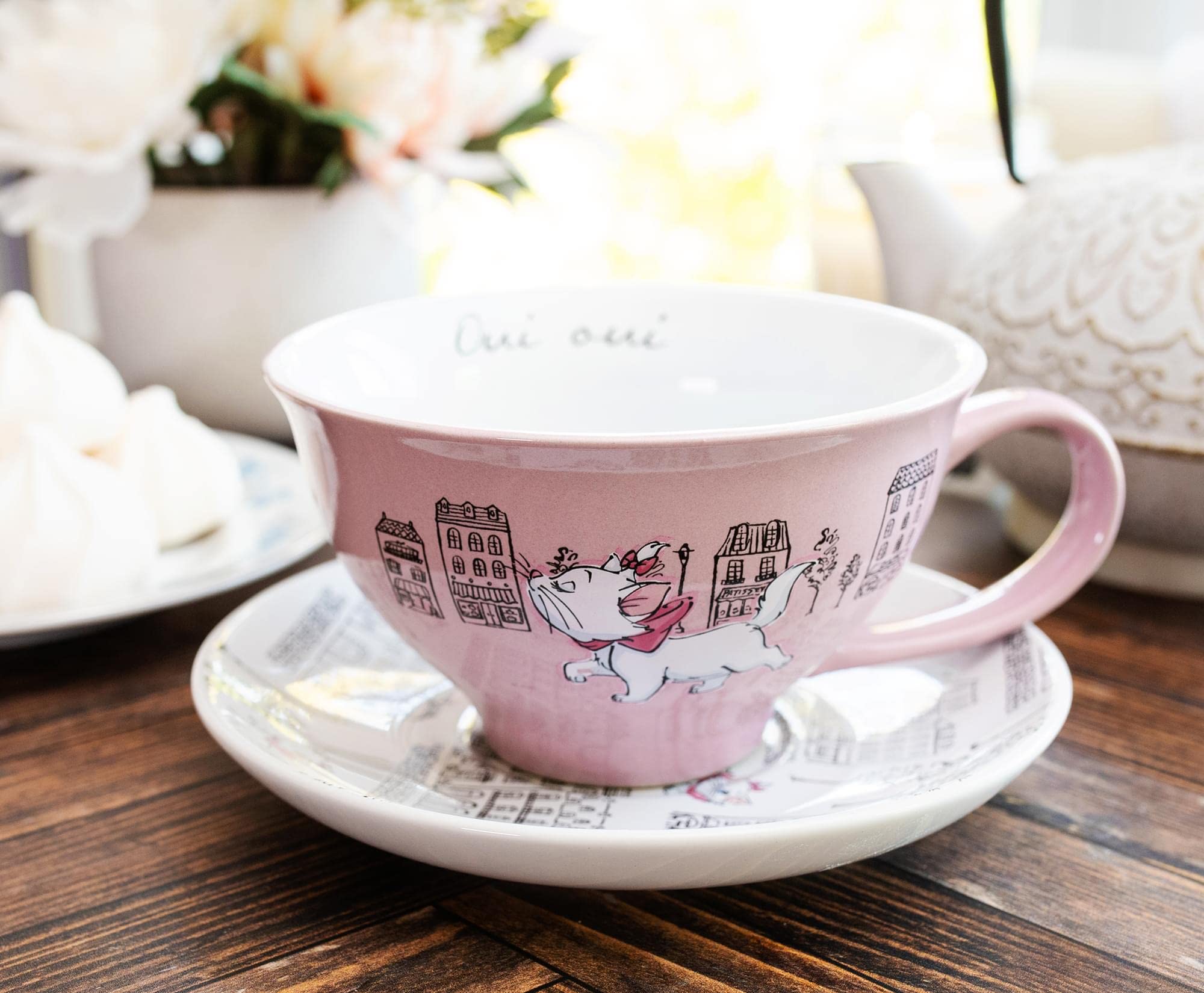 Disney The Aristocats 12-Ounce Ceramic Teacup And Saucer Set | Tea Party Gift Set For Coffee, Espresso
