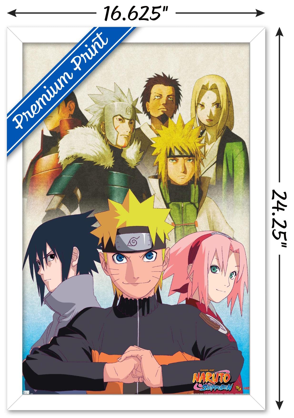 Trends International Naruto Shippuden - Key Art Wall Poster, 14.725'' X 22.375'', White Framed Version