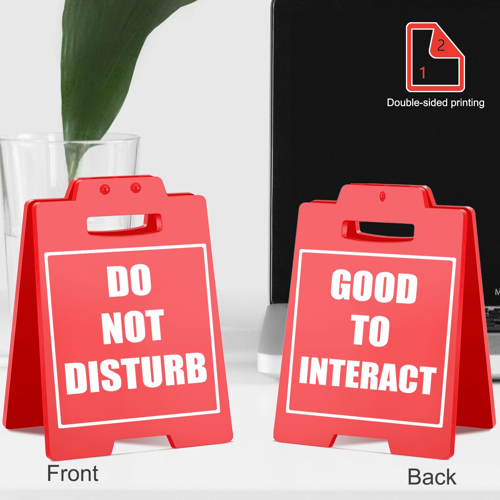 Office Desk Sign | 'Do Not Disturb' & 'Good to Interact' | Funny Desk Accessories | Cubicle Decor | Ideal for Home Office or Wor