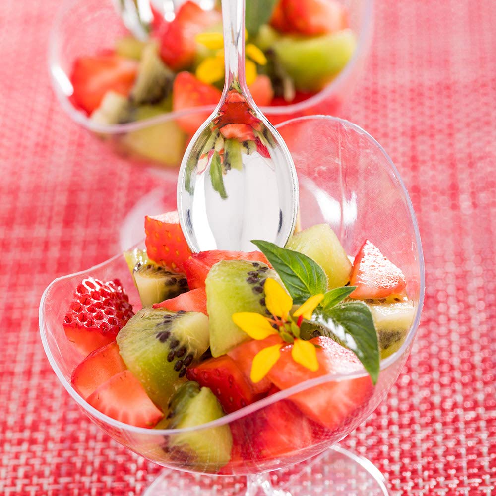 Restaurantware 4 Inch Mini Spoons 500 Disposable Tiny Spoons - Heavy-Duty Pair With Appetizers Or Desserts Silver Plastic Sample
