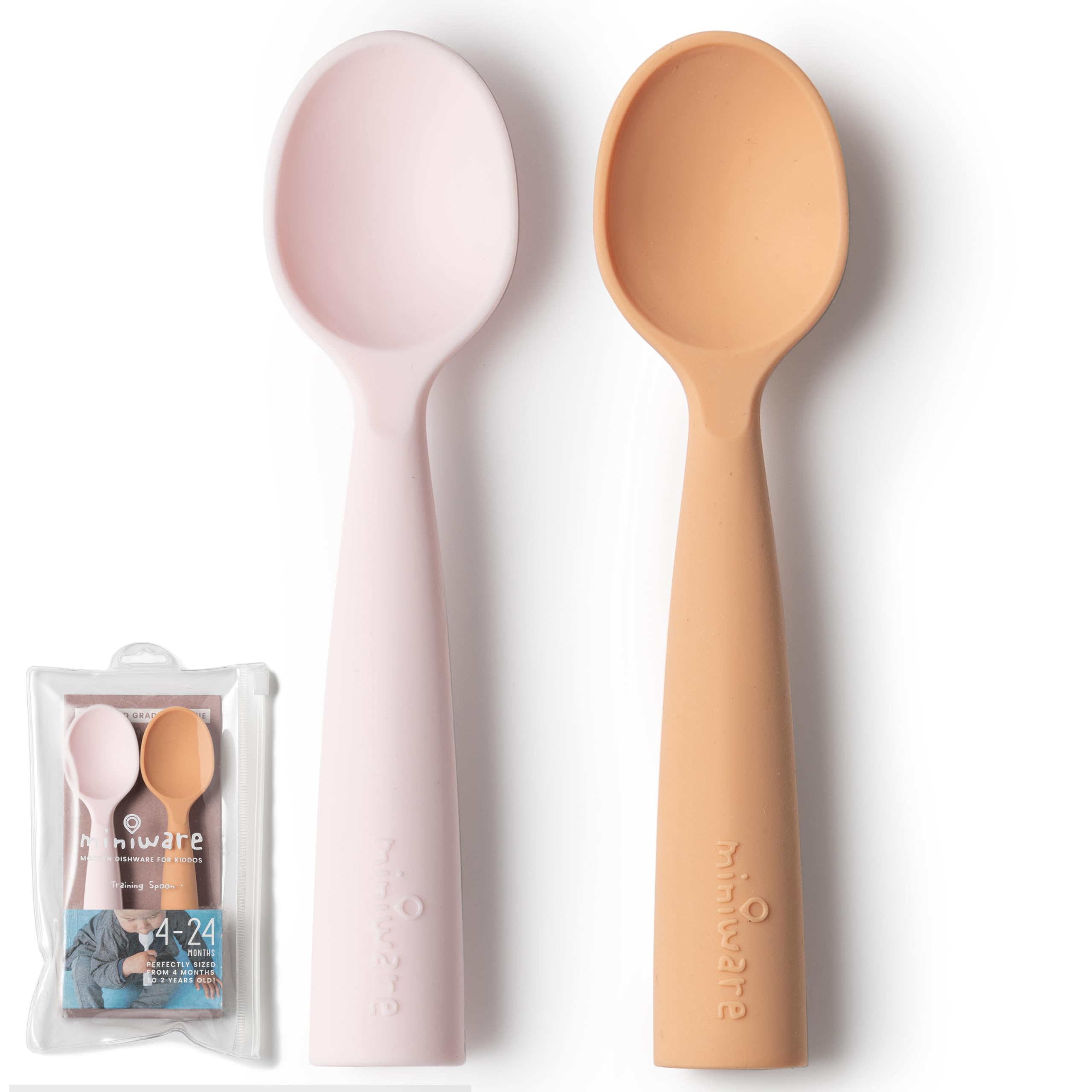 Miniware Silicone Baby Spoon For Training - Bpa Free Baby Utensils - Baby Spoons Self Feeding 6 Months | 100% Food Grade Silicon