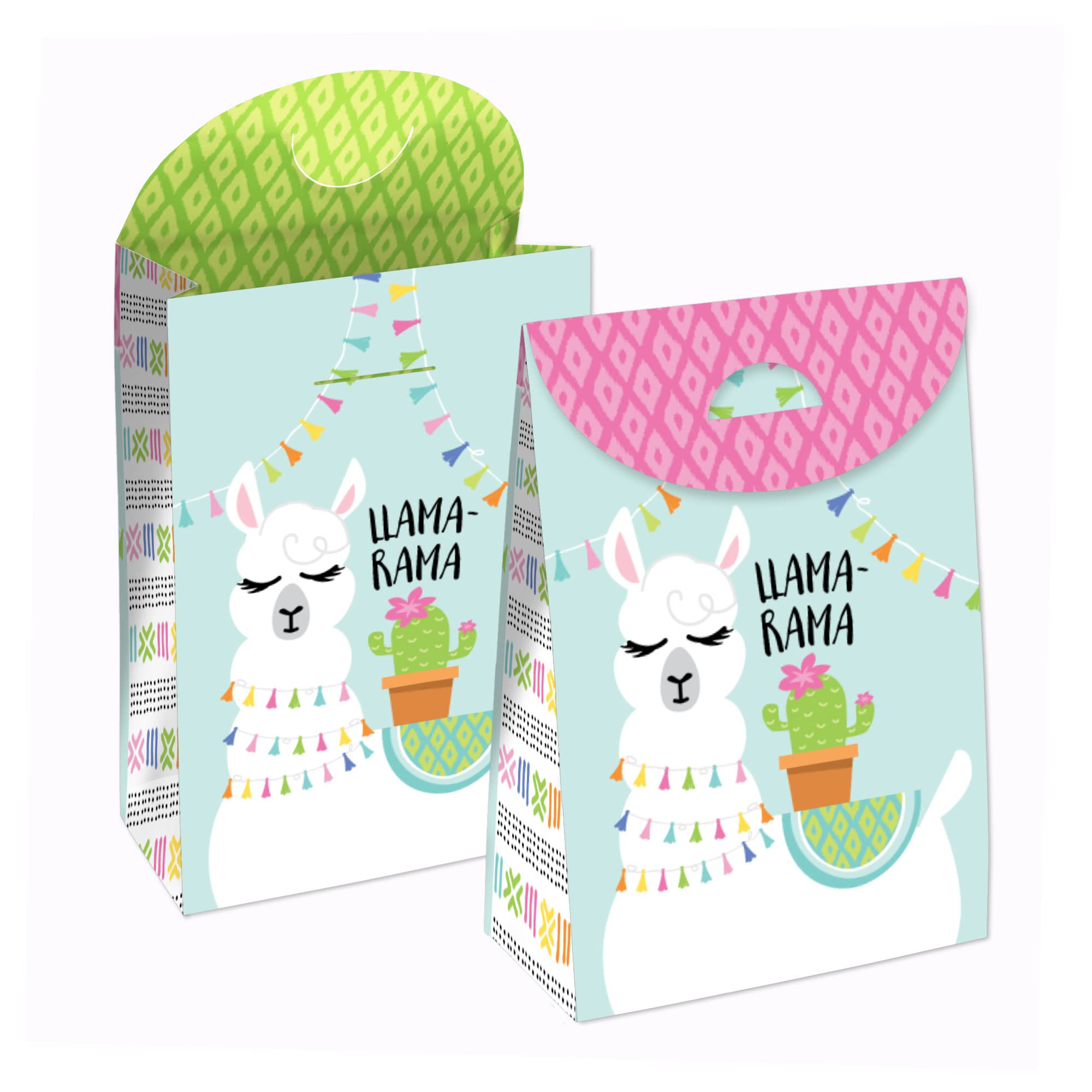 Big Dot Of Happiness Whole Llama Fun - Llama Fiesta Baby Shower Or Birthday Gift Favor Bag - Party Goodie Boxes - Set Of 12