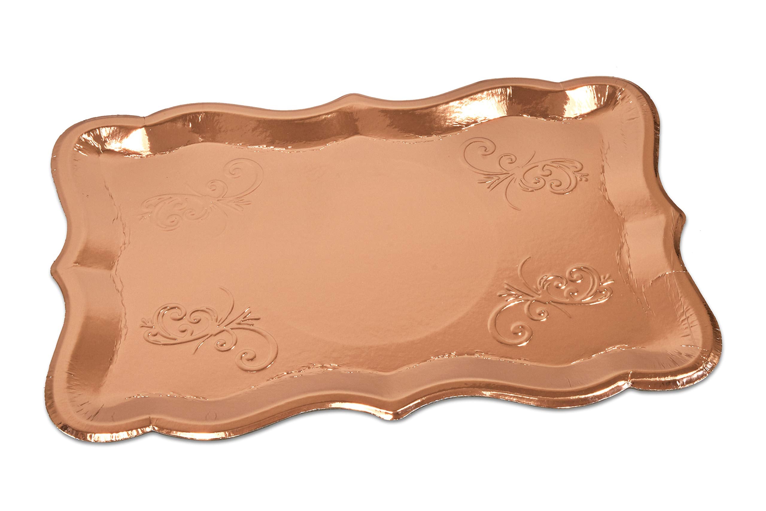 Gift Boutique 10 Rose Gold Rectangle Trays, 9 '' X 13 '' Heavy Duty Disposable Paper Cardboard For Platters Cupcake Display Birt