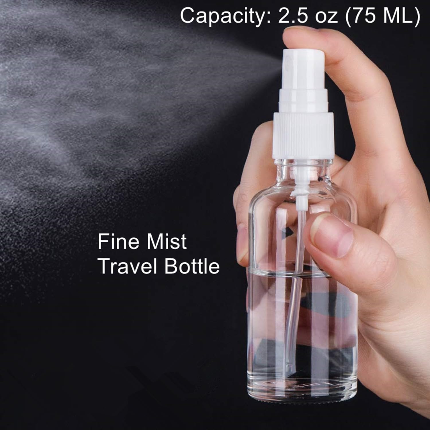 SINIDE Plastic Spray Bottles 75 ML - 8 Pack 2.5 oz Fine Mist Clear Travel Bottle Set, Empty Reusable Portable Refillable Makeup