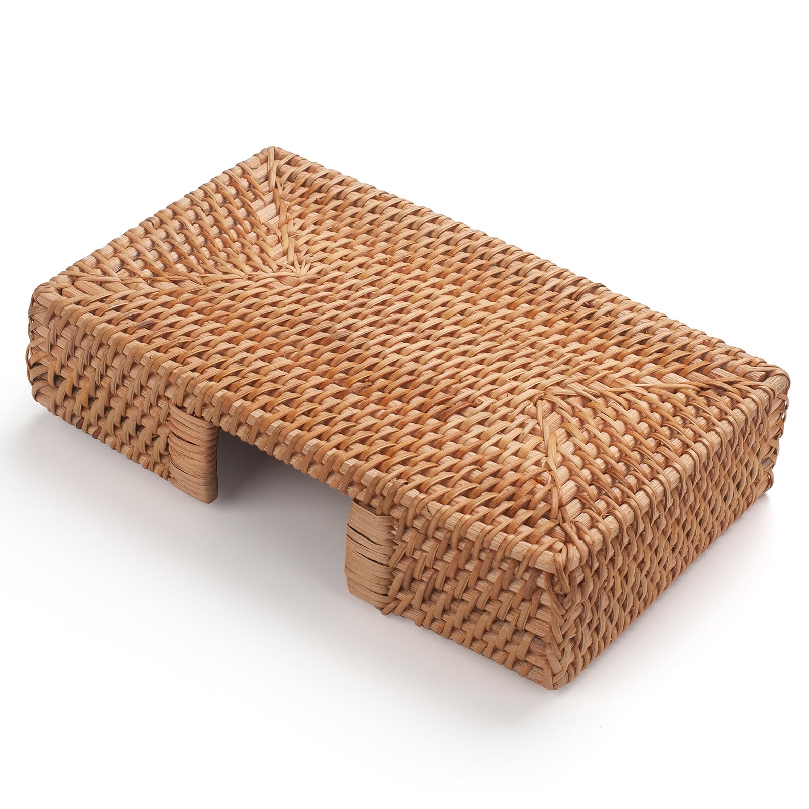Rattan Napkin Holder Rectangle Woven Flat Napkin Basket Tray For Tables 9.5'' X 5.5'' X 2'' (Rectangle)