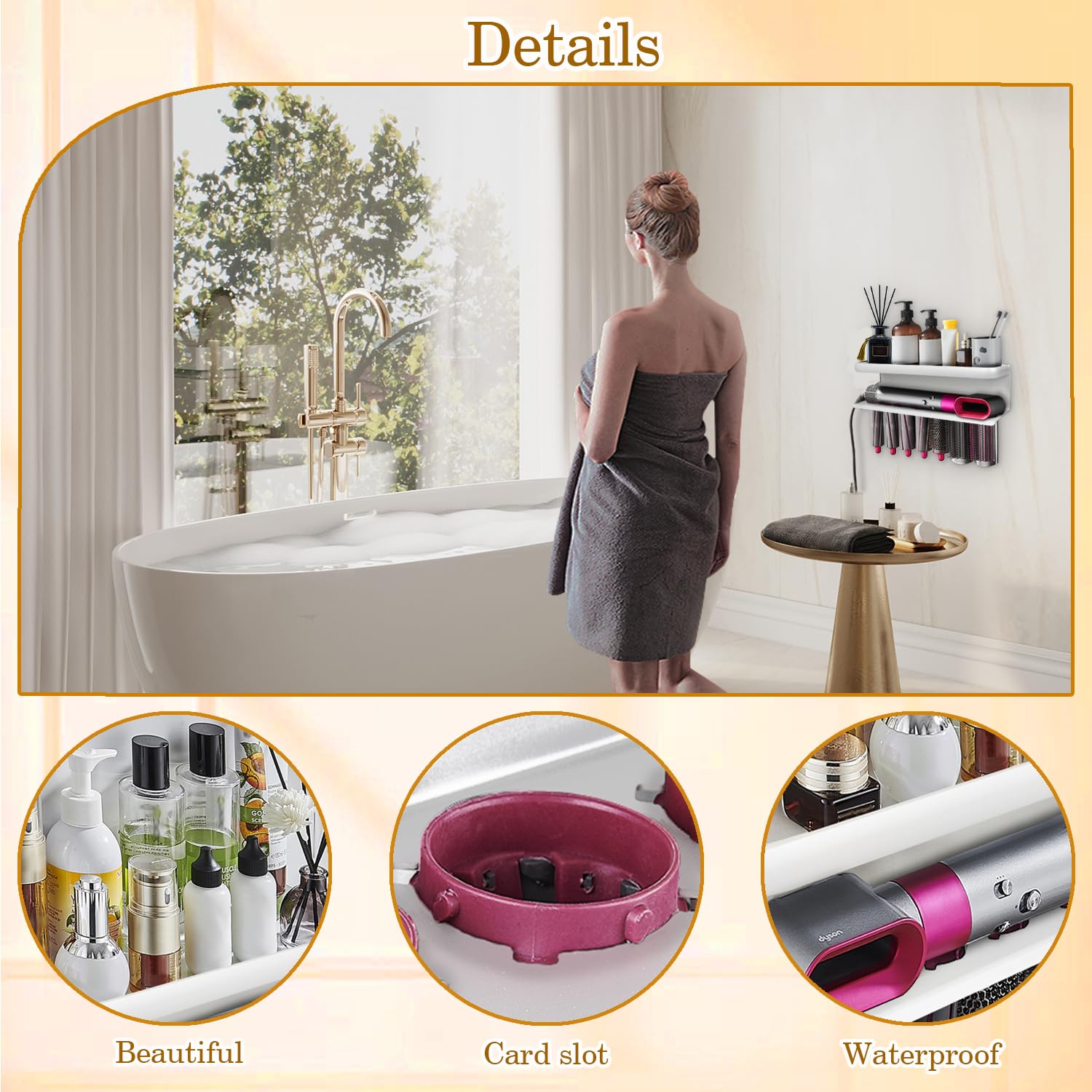 Yimerlen Airwrap Storage Holder Compatible With Dyson Airwrap Curling Iron Wall Mounted Storage Rack Holder For Bathroom Attachm