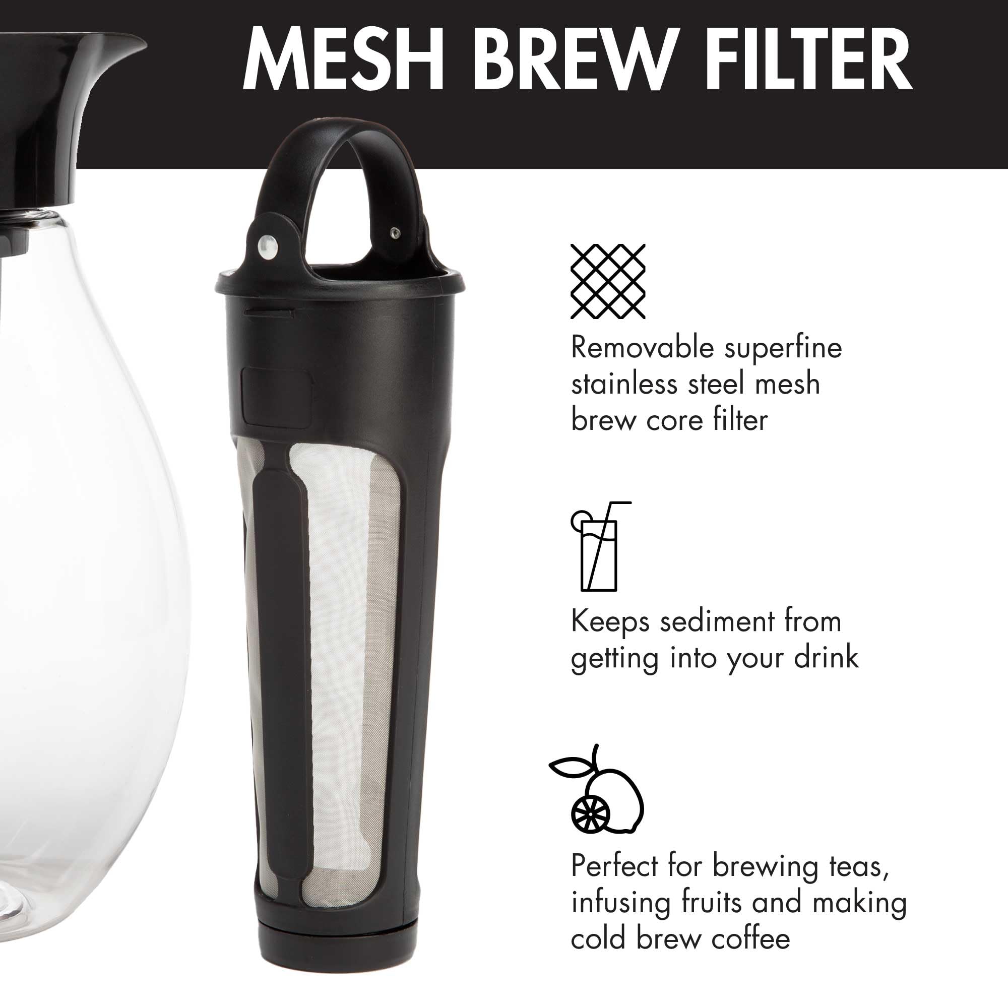 Primula The Big Iced Tea Maker And Infuser, Plastic Beverage Pitcher With Leak Proof, Airtight Lid, Fine Mesh Reusable Filter, M