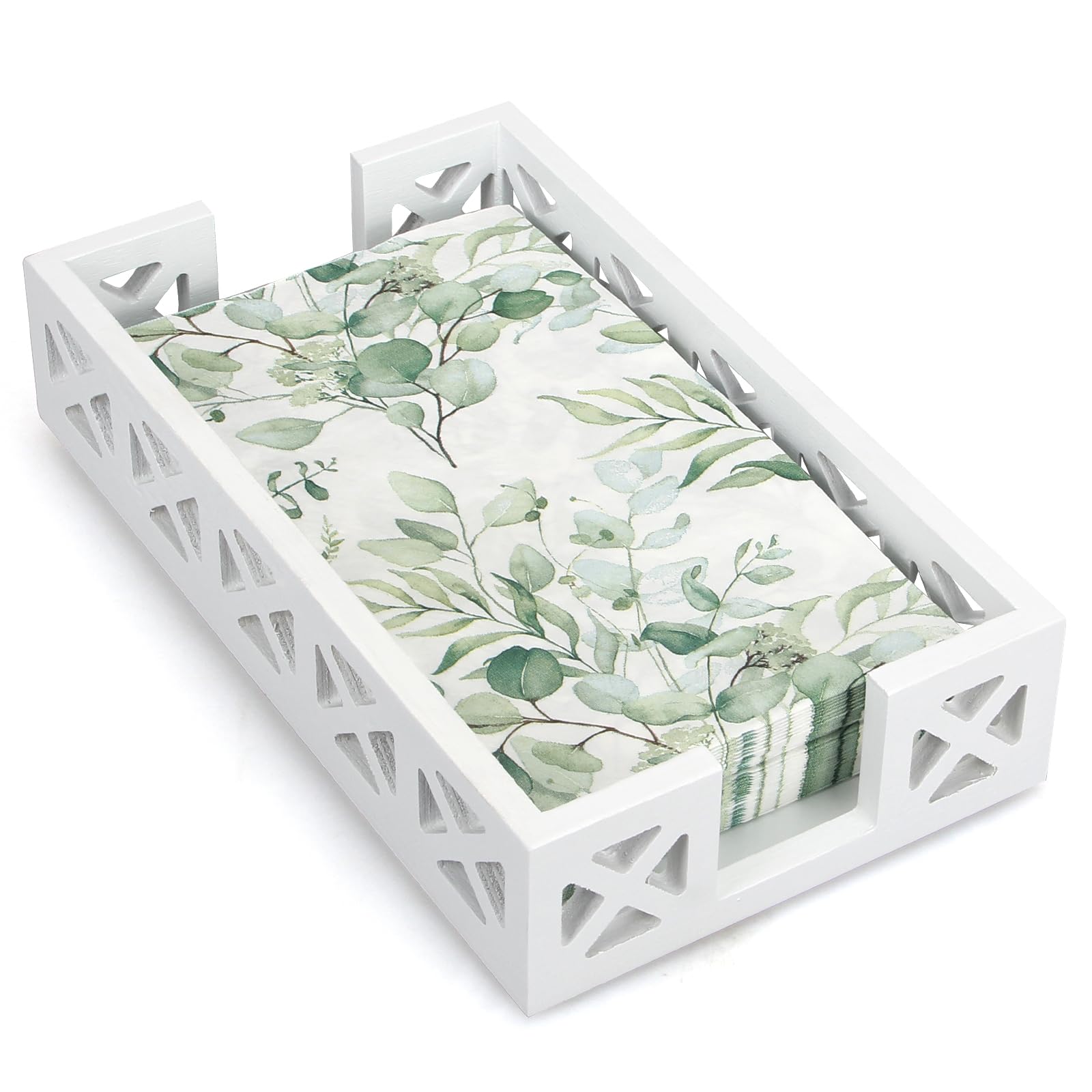 Guest Towel Holder Tray For Bathroom Napkin Holder Modern Disposable Hand Towel Holder Basket White Wooden Napkin Holder For Tab