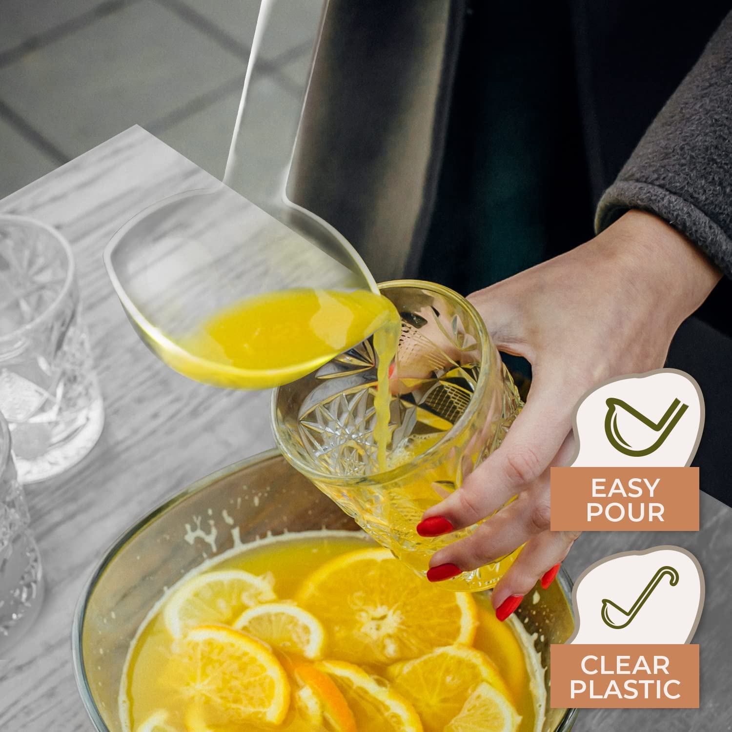 Premium Quality Plastic Punch Serving Ladle - 5 Oz Clear Hard Acrylic Ladle 3 Pack By Upper Midland Products