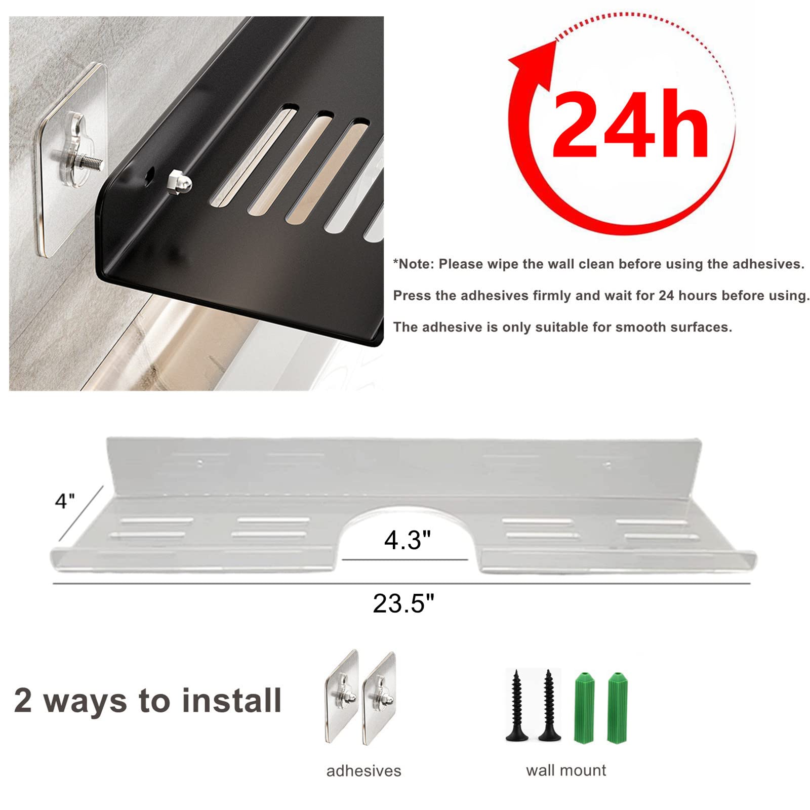 Royalita 24 Inch Acrylic Bathroom Shelf Organizer Over The Faucet, Over The Sink Shelf Room Decor, Sink Shelf Over Faucet, Bathr