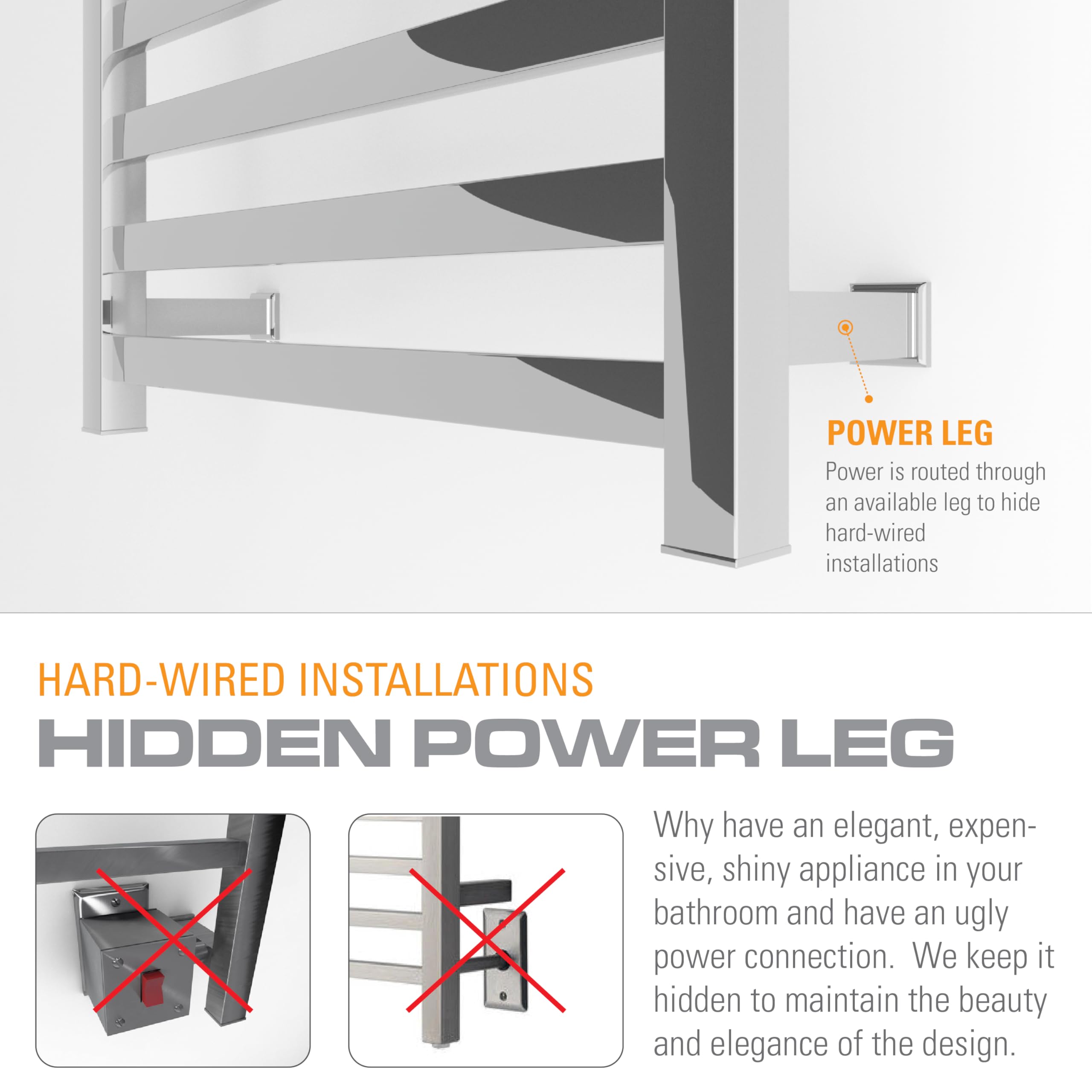 Brandon Basics Wall Mounted Electric Towel Warmer With Built-In Timer And Hardwired And Plug In Options (Polished)