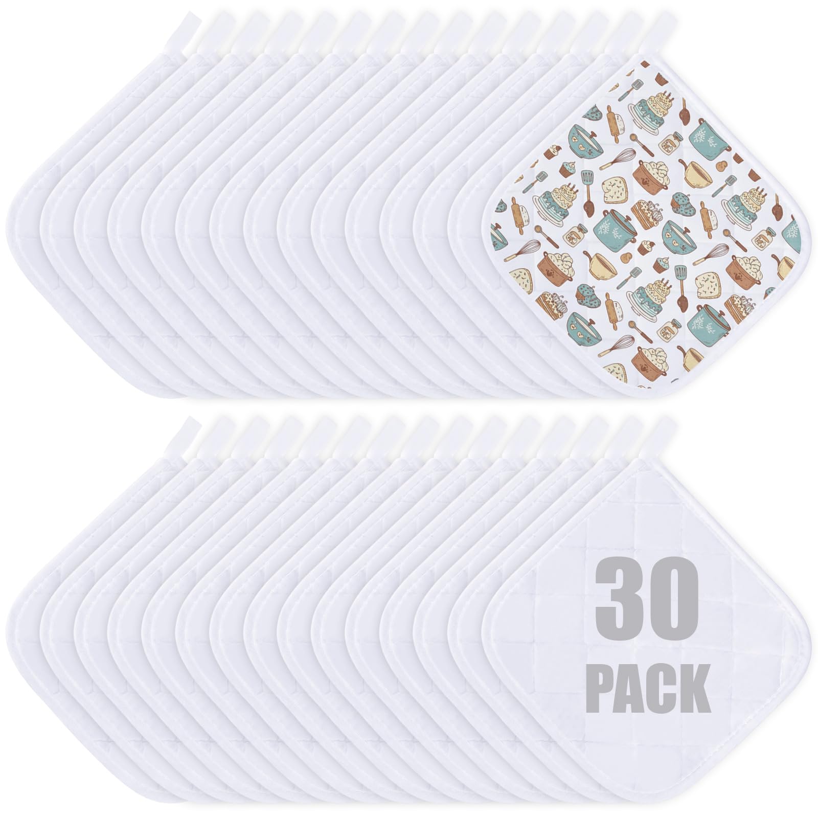 Uiifan Cotton Pot Holders Christmas Kitchen Gift, 30 Pcs, White