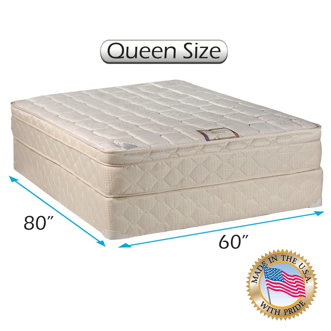Dream Solutions Usa Tomorrow 'S Dream Inner Spring Eurotop (Pillow Top) Queen Size (60 ''X80 ''X10 '') Mattress And Box Spring S
