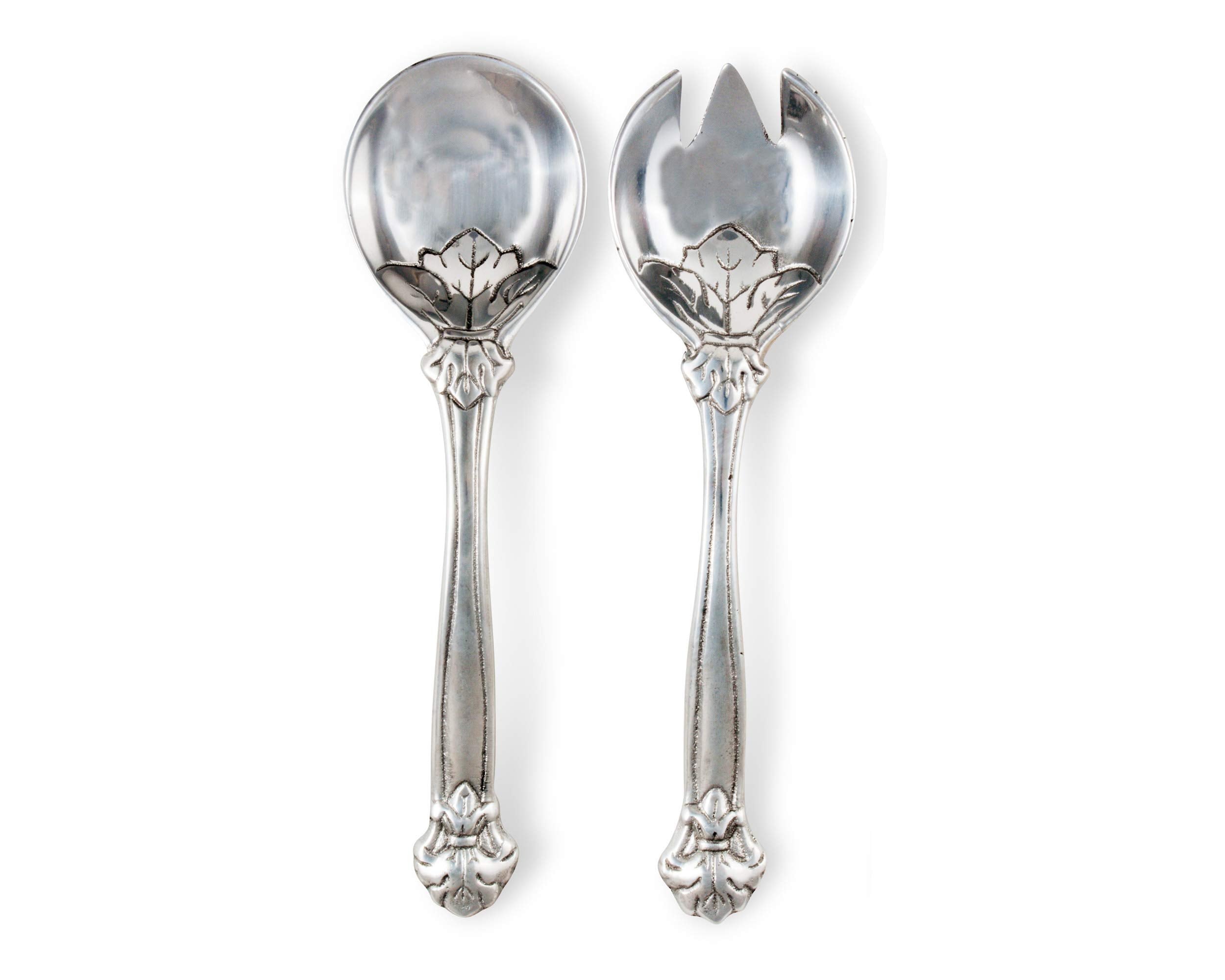 Arthur Court Aluminum Metal Fleur-De-Lis Serving Set Heavy Fleur-De-Lys Silverware Fork 11 Inch Long
