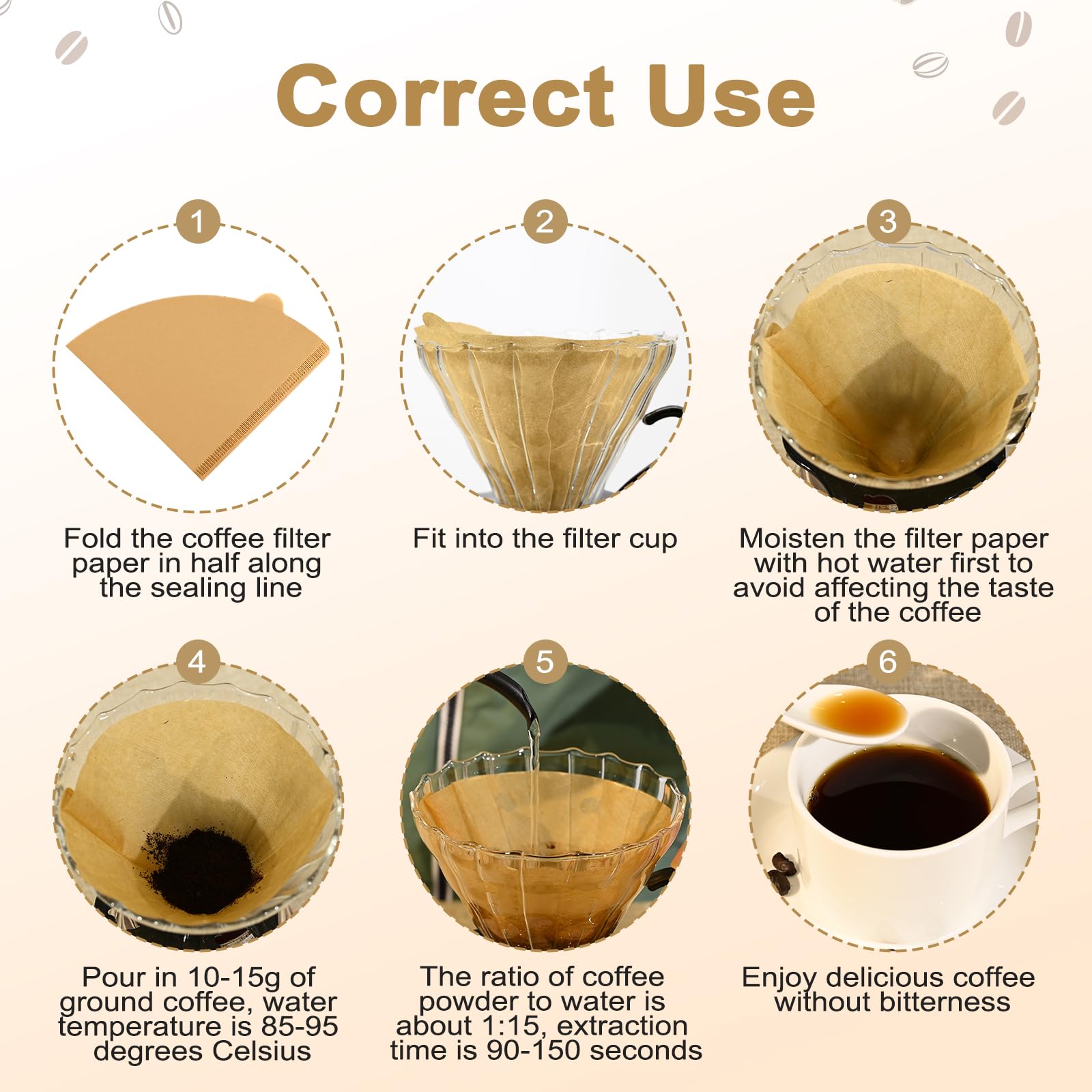 Dingkei 200 Count Cone Coffee Filters Size 02, Coffee Filters 2 Cone Paper, Pour Over Filters Compatible With V60 Dripper And Dr
