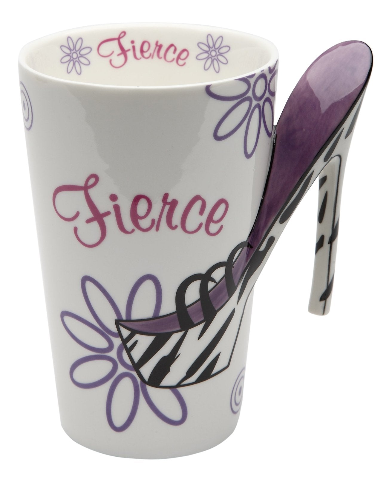StealStreet SS-CG-62810 5 White Painted Fierce Mug with Flowers and Stiletto Heel