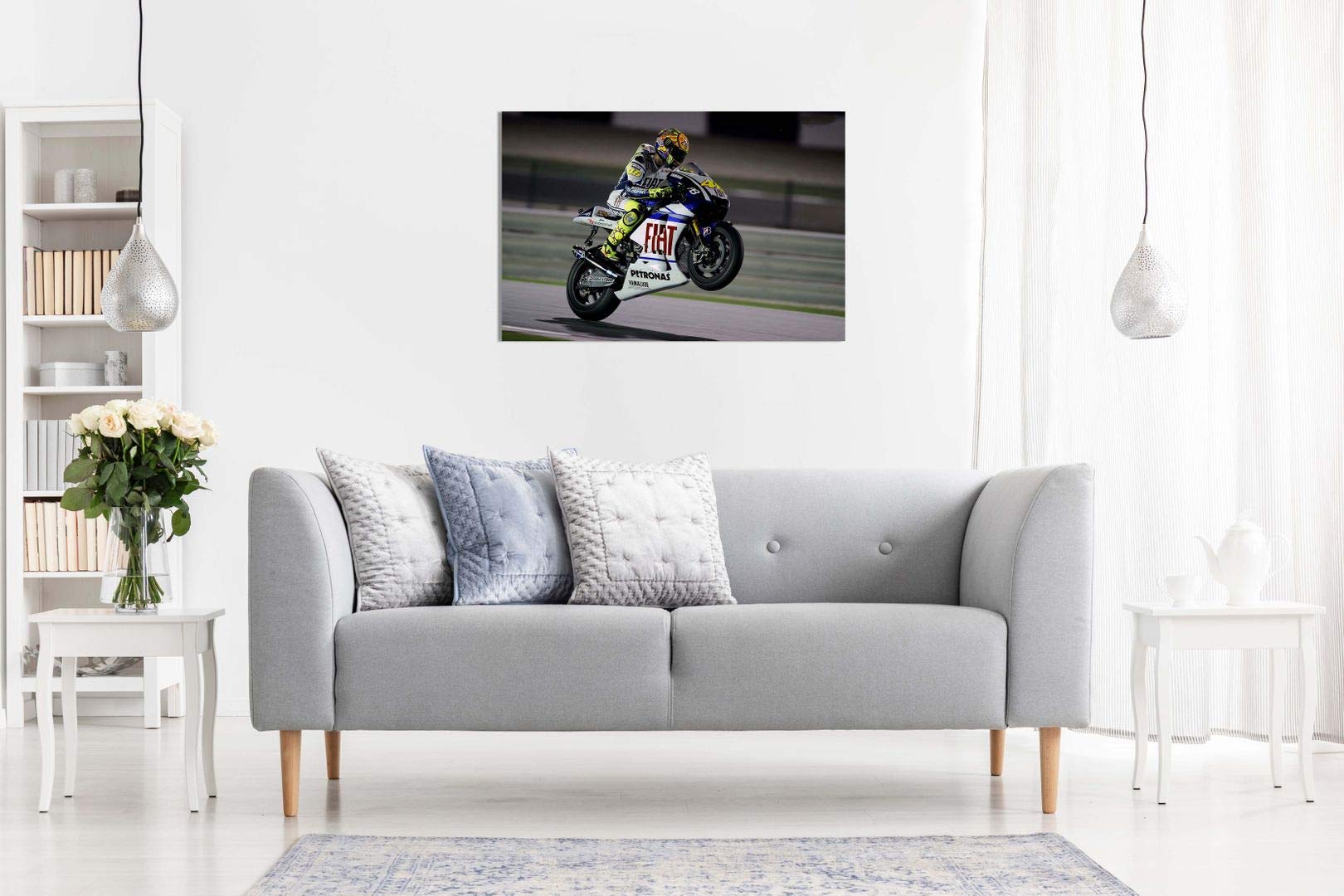 Valentino Rossi Moto Gp Canvas Wall Art Picture Print (24X16In)