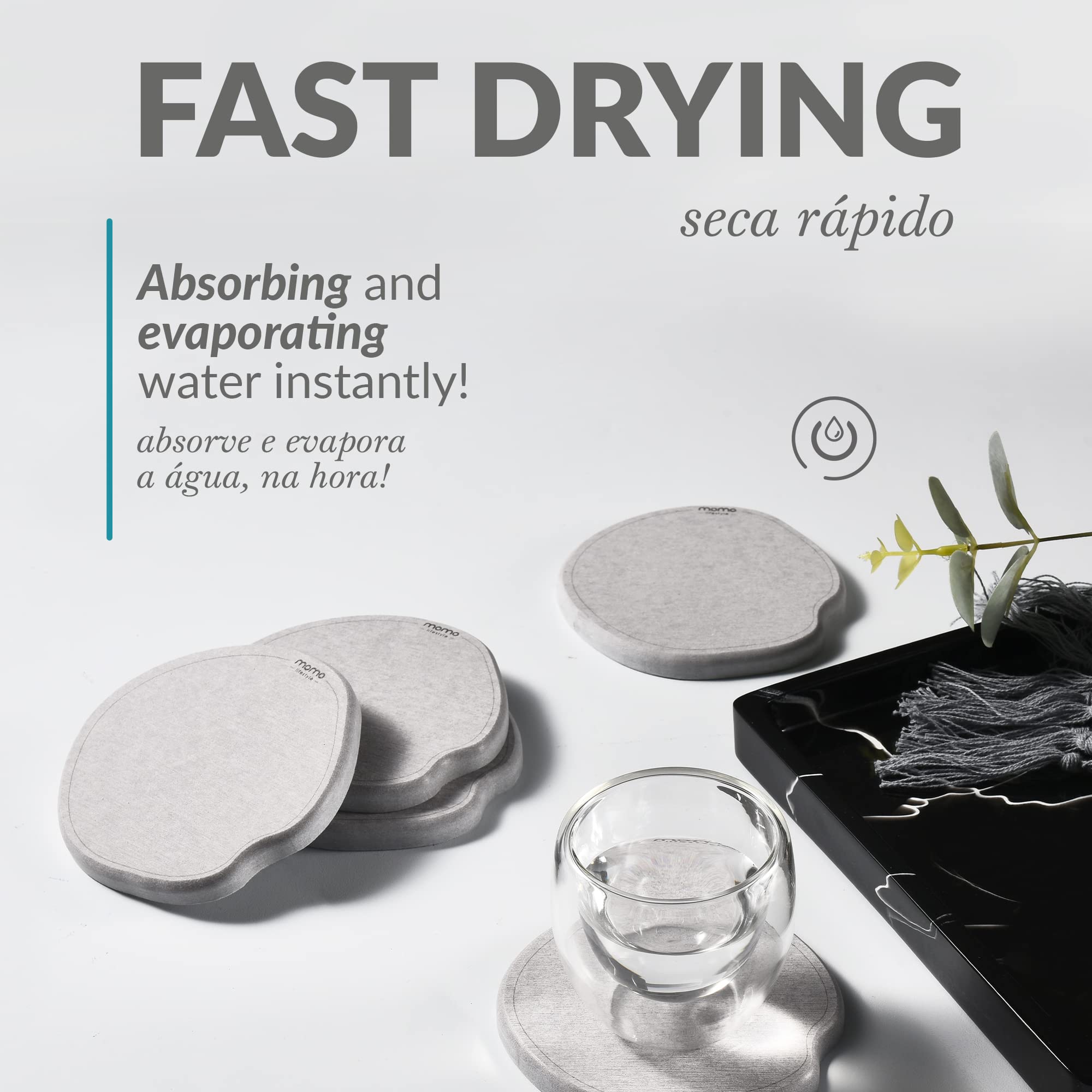 Momo Lifestyle Coasters For Drinks Drycup Stone Coaster Ultra Absorbent Made Of Diatomaceous Earth Ideal For Wooden And Coffee T
